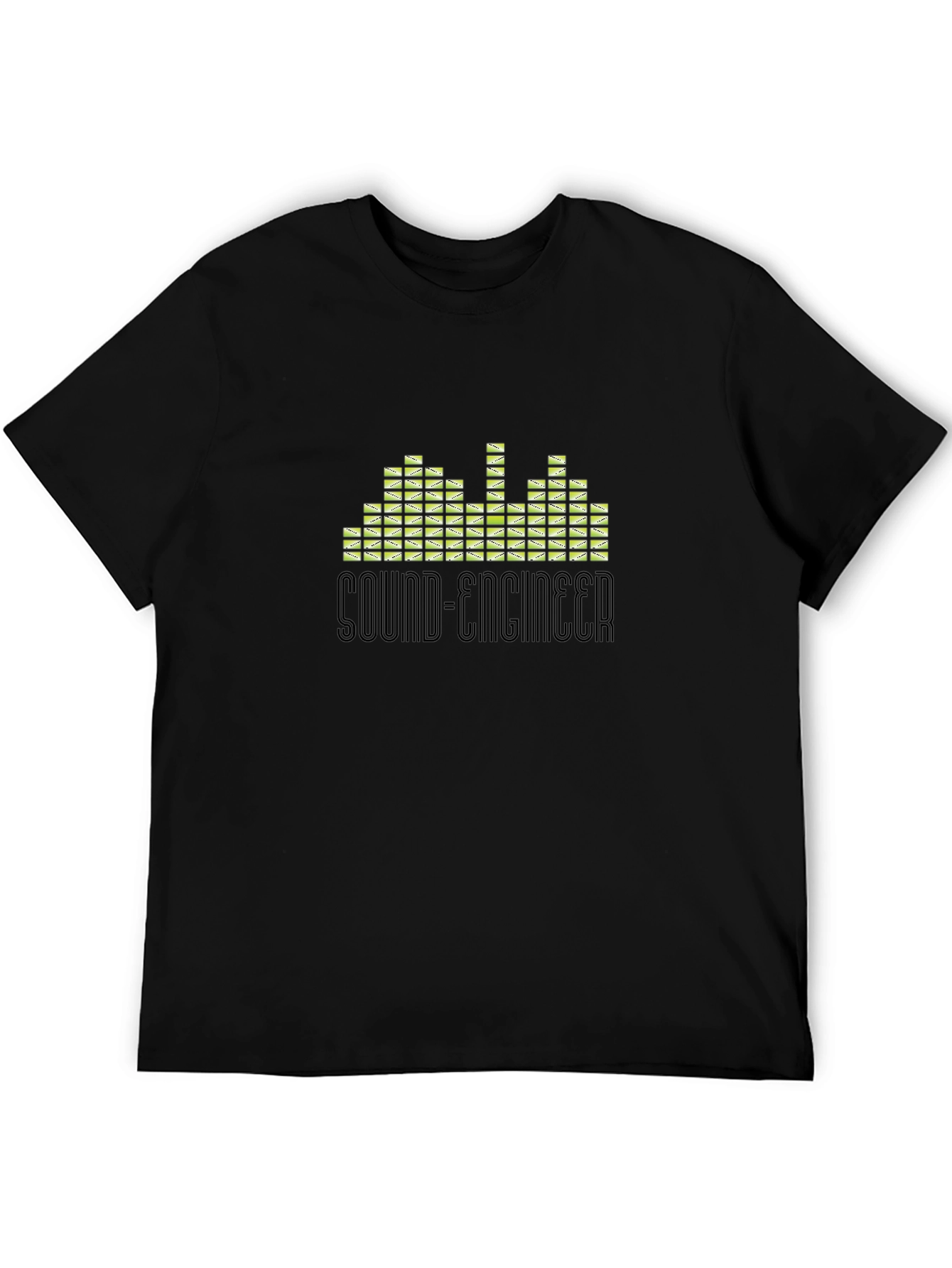 Black Sound Engineer Graphic T-Shirt - Black Crew Neck Tee view 5