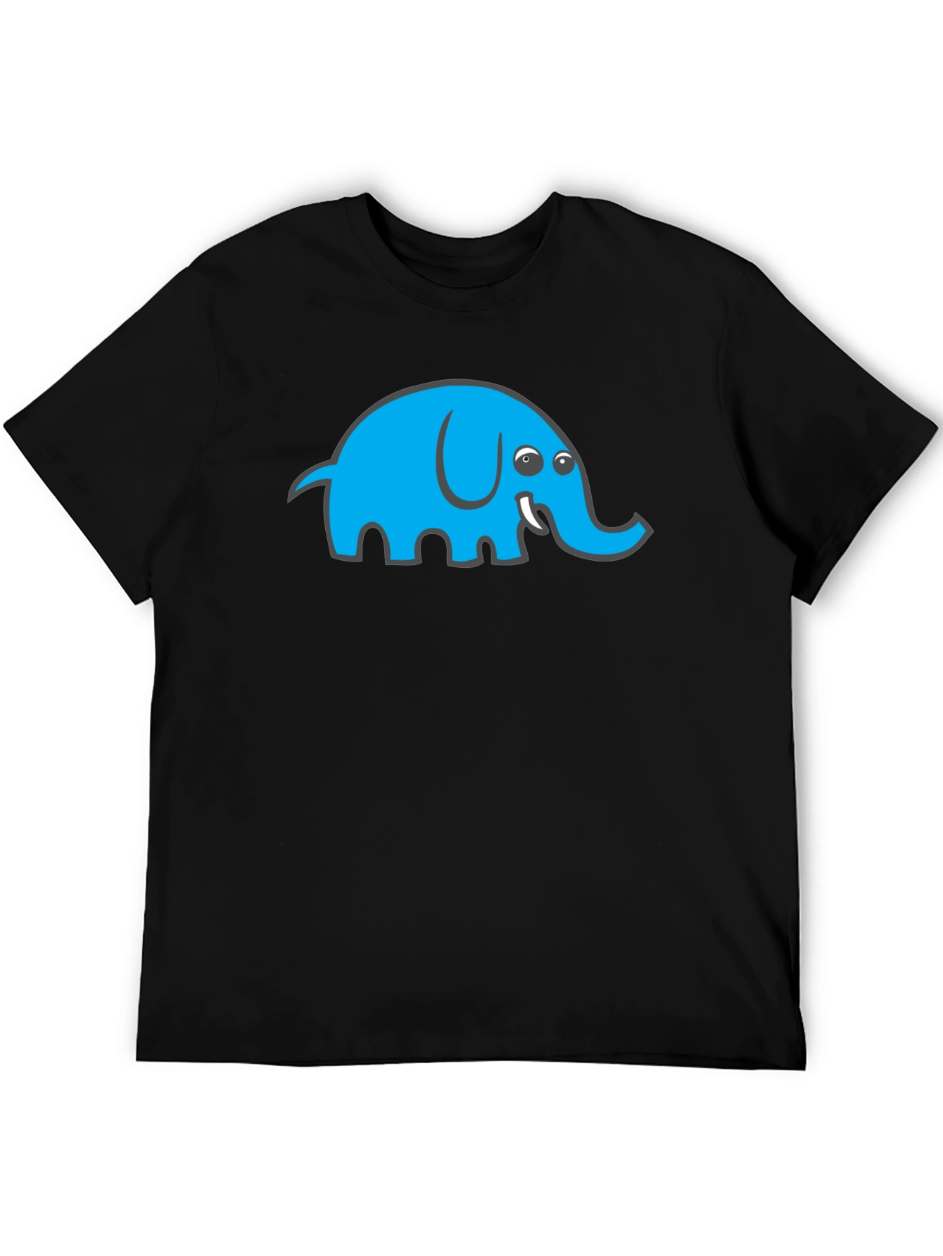 Black Cool Blue Elephant Graphic Black T-Shirt view 5