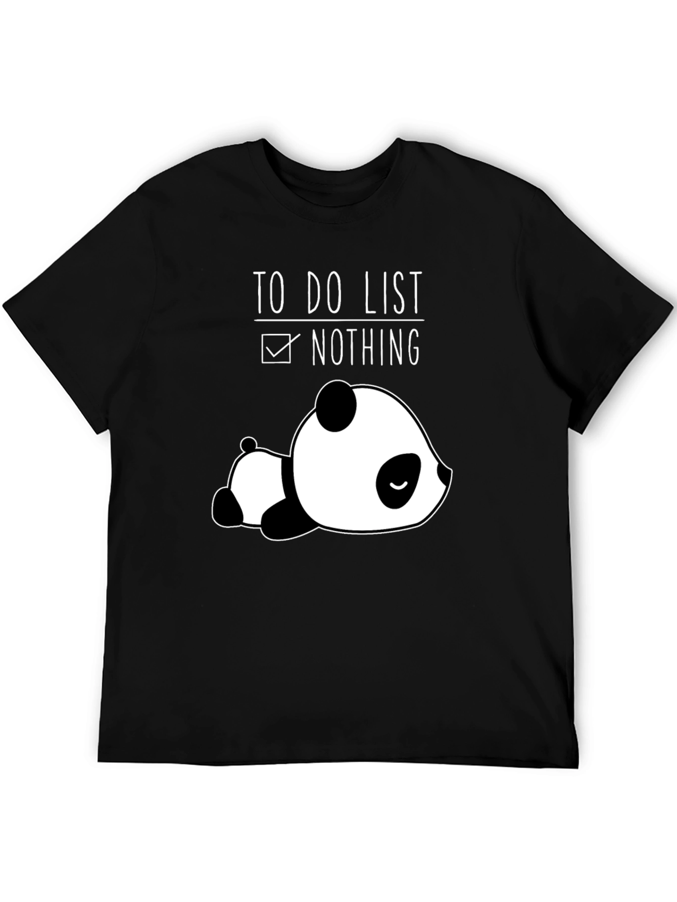 Black Lazy Panda To-Do List Nothing Black T-Shirt view 5
