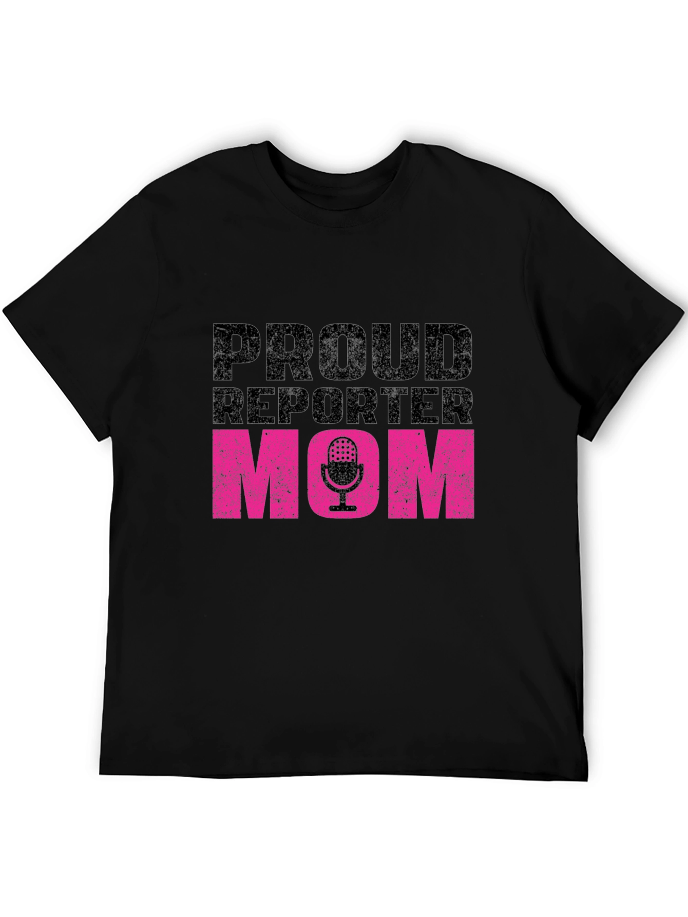 Black Proud Reporter Mom T-Shirt - Black view 5