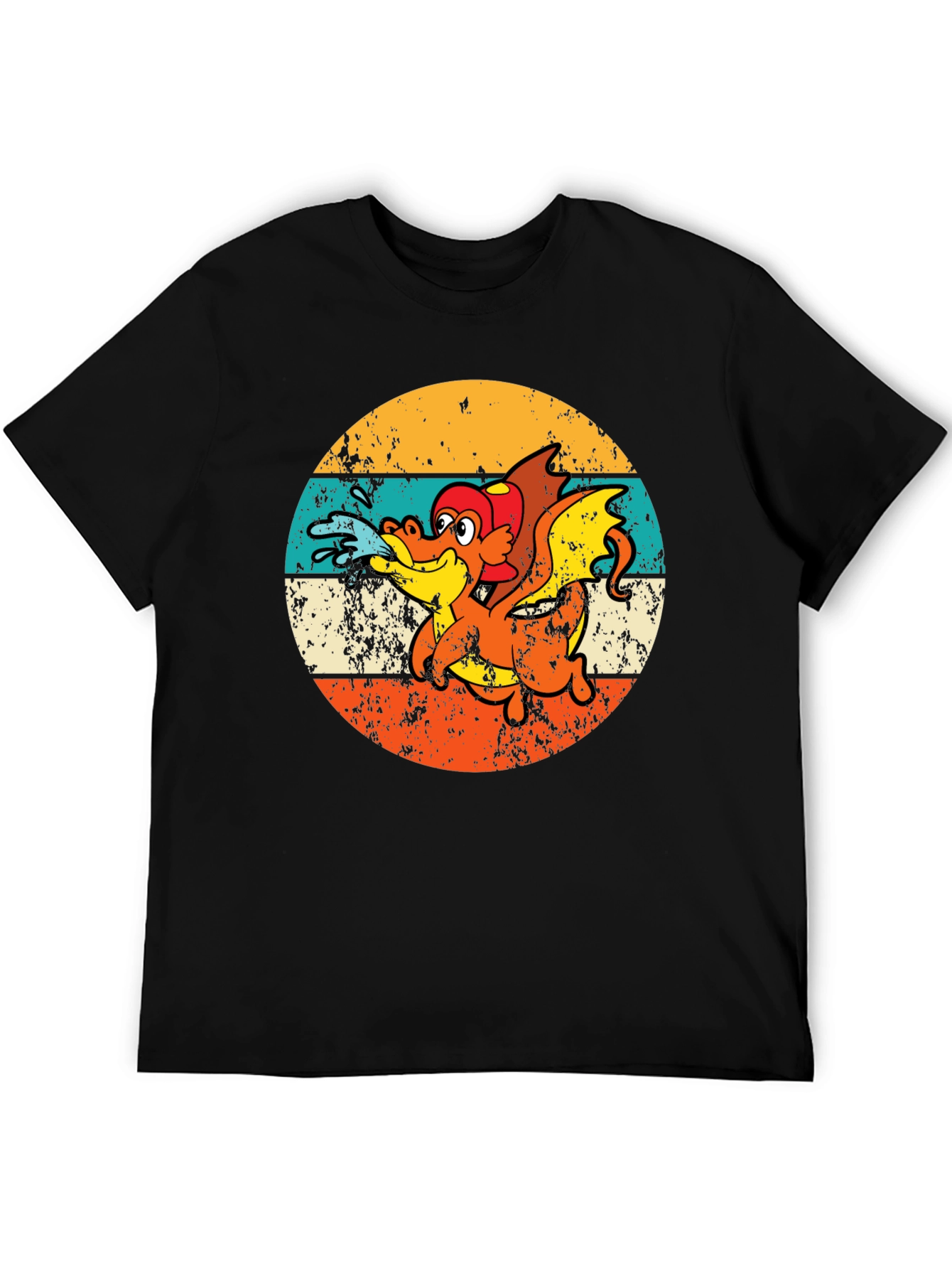 Black Retro Dragon Graphic T-Shirt - Vintage Style Tee view 5