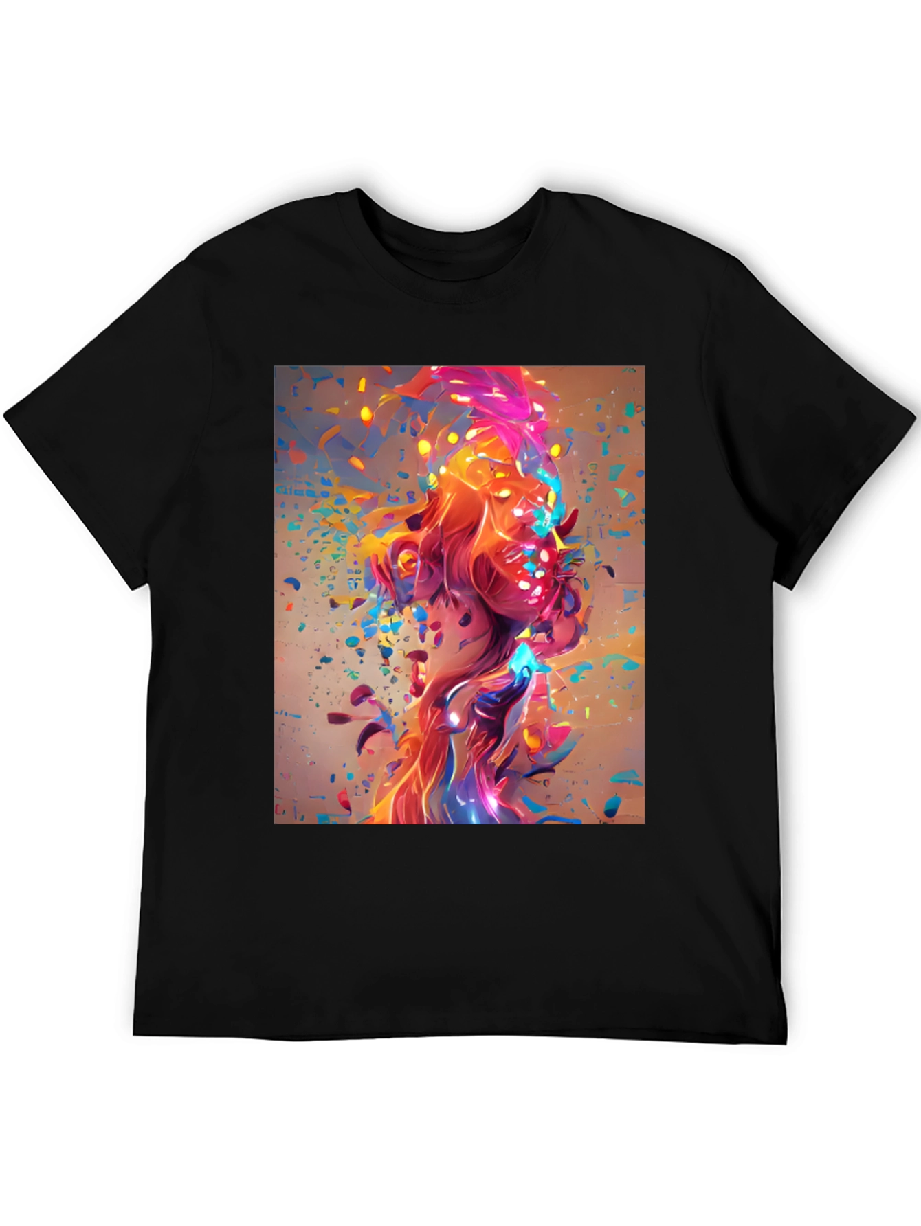 Black Abstract Art Print Black T-Shirt view 5