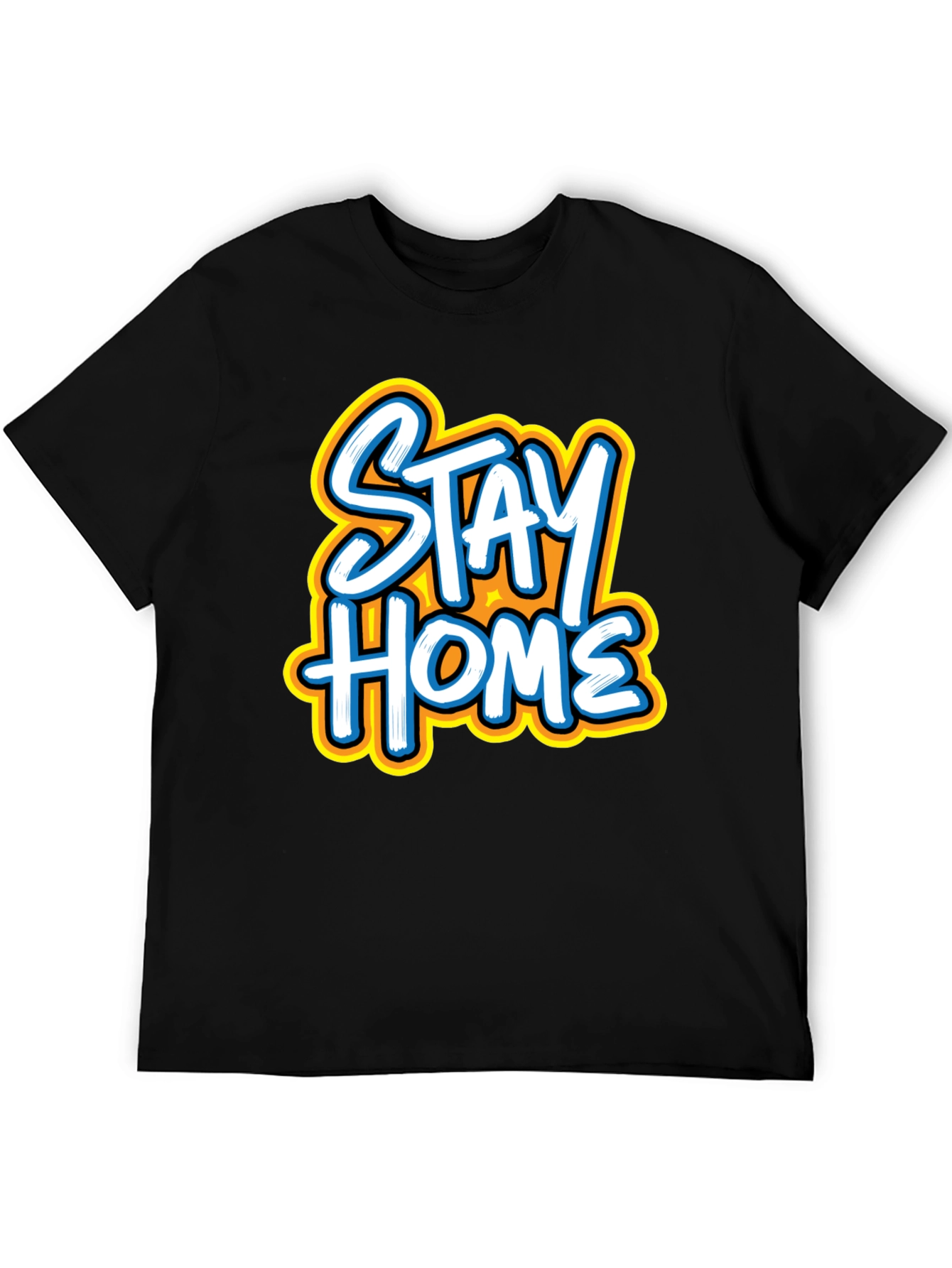 Black Stay Home Graphic Tee - Black Casual T-Shirt view 5