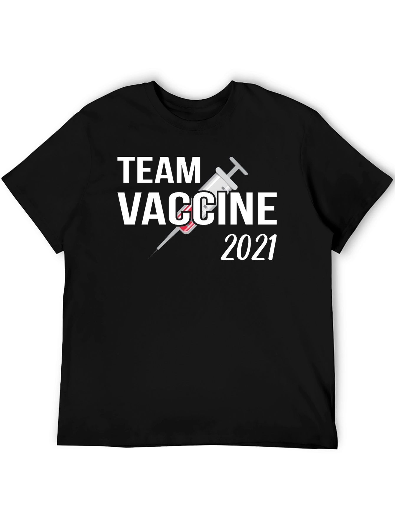 Black Team Vaccine 2021 Black T-Shirt view 5