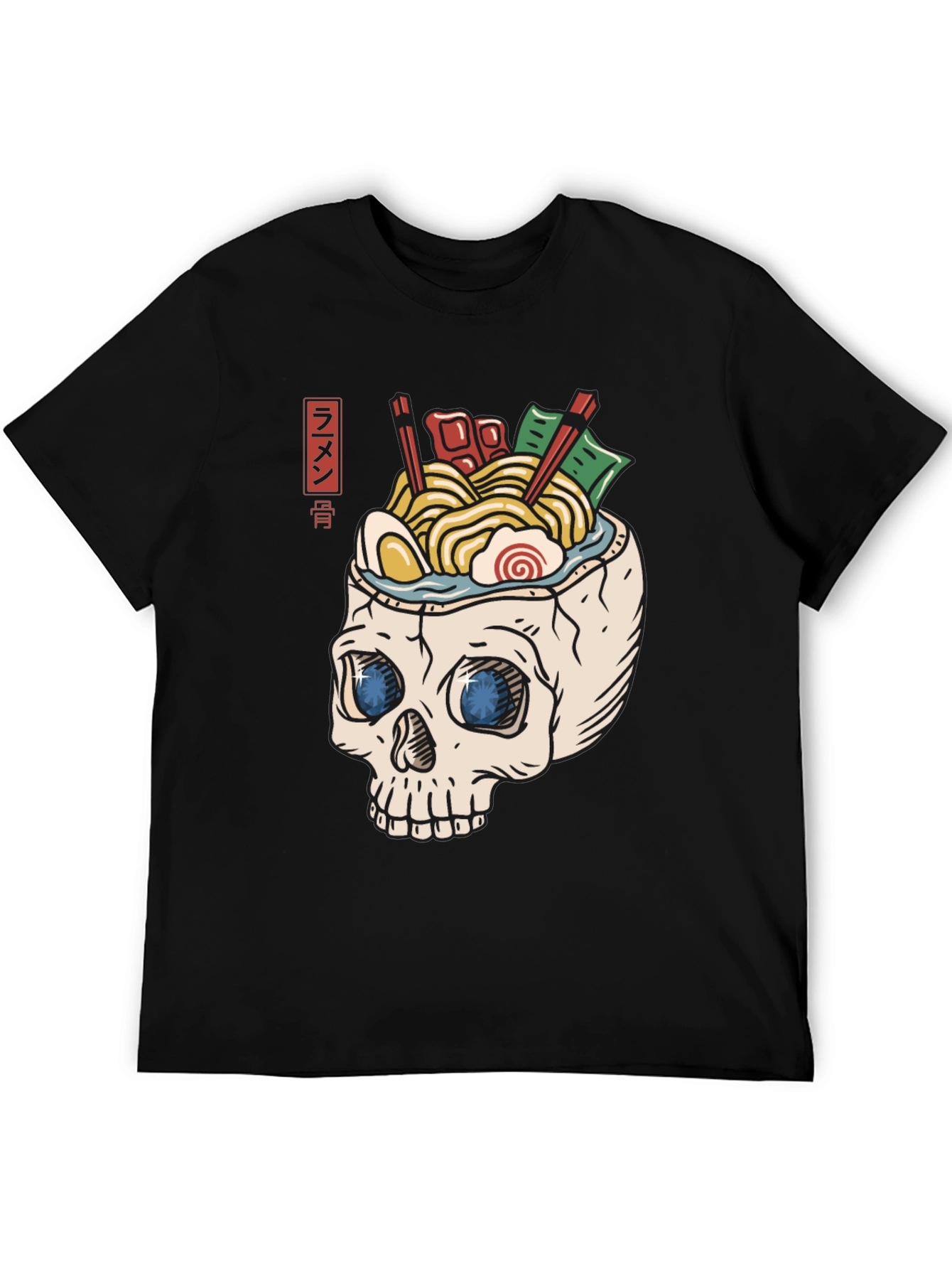 Black Ramen Skull T-Shirt - Unique Graphic Tee view 5