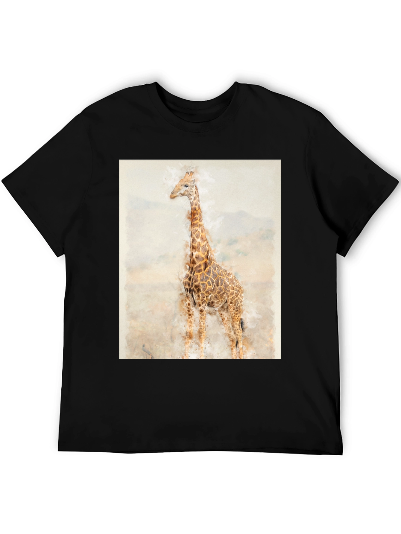 Black Watercolor Giraffe Graphic Tee - Black view 5