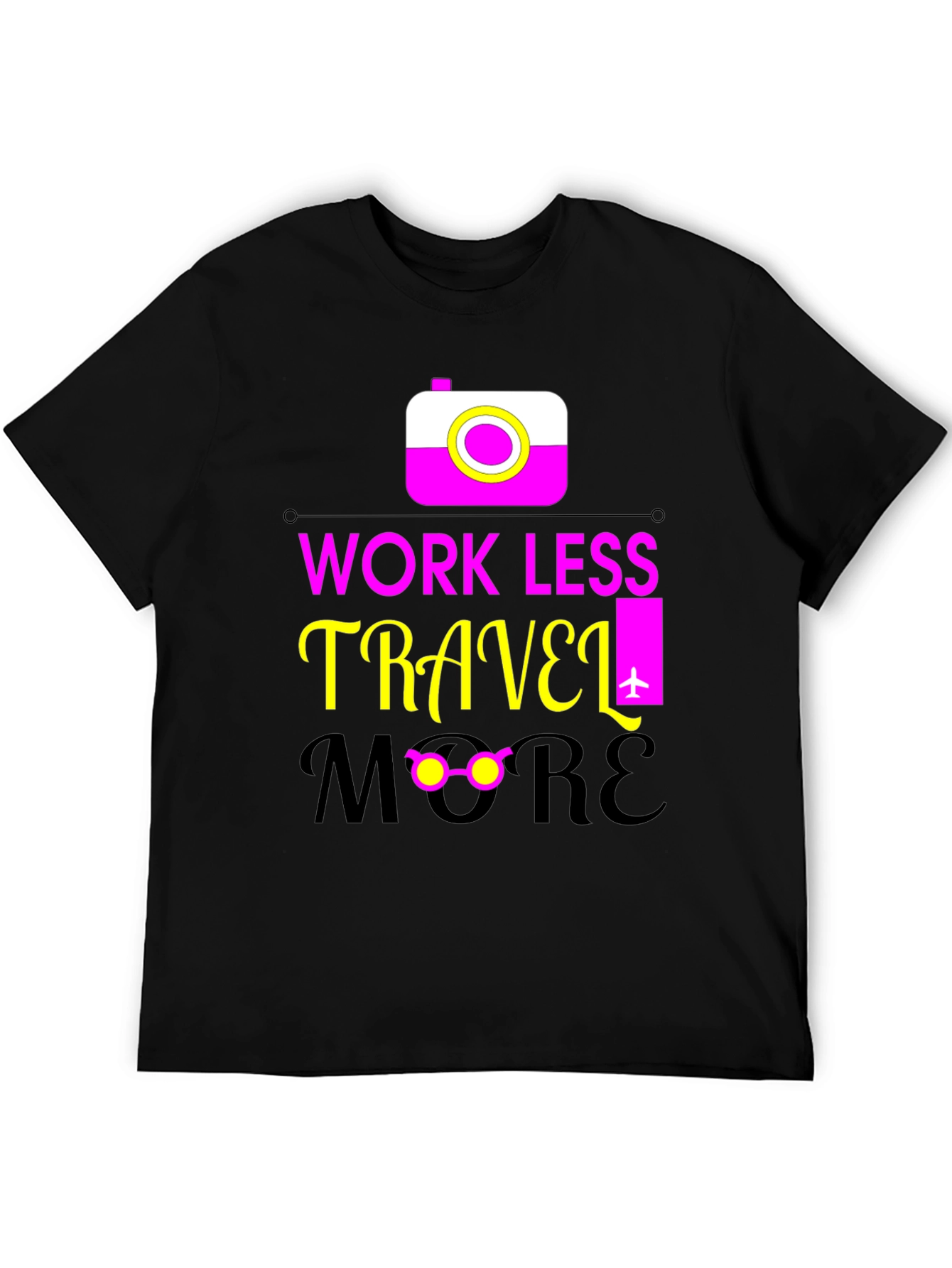 Black Work Less Travel More Graphic Tee view 5