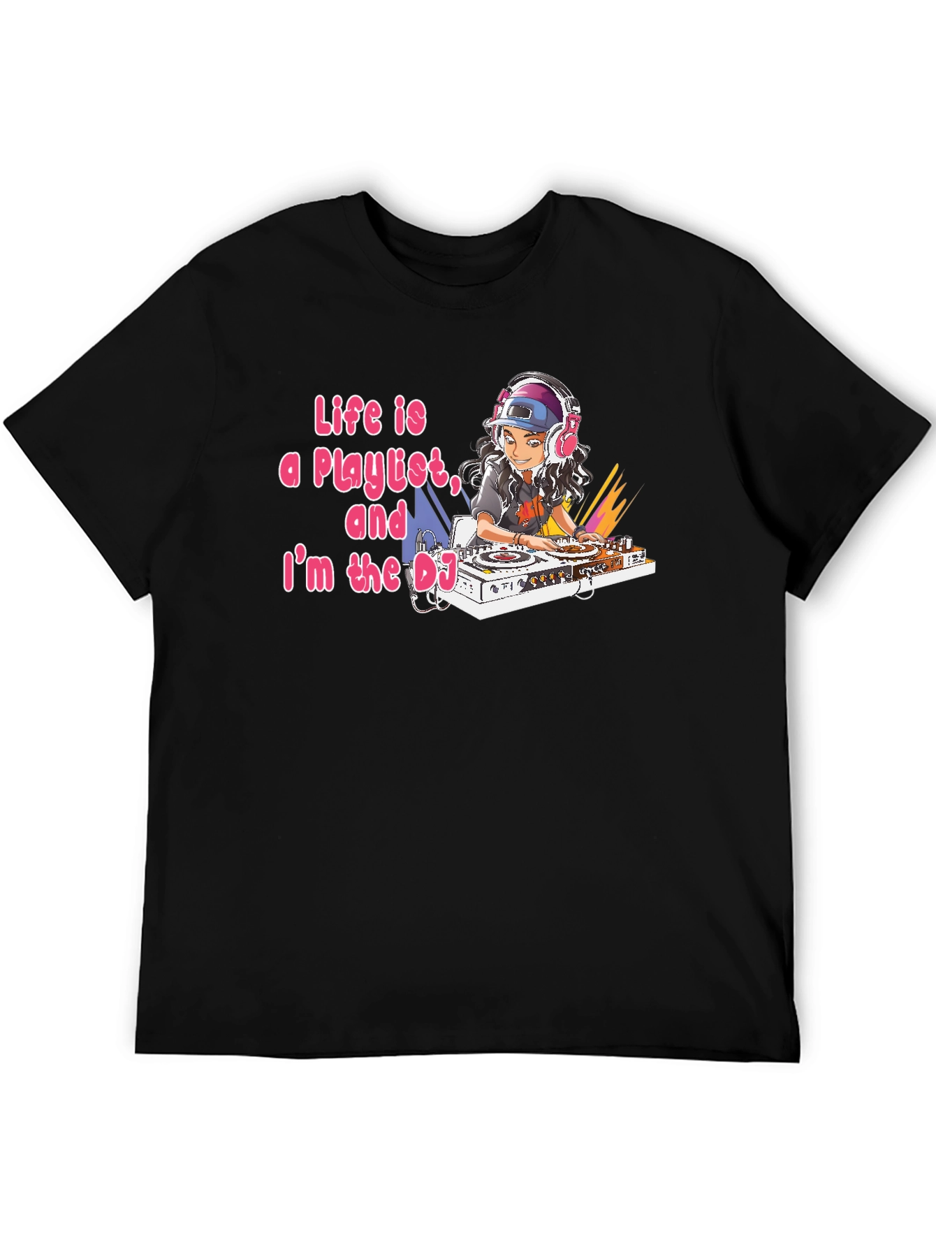 Black Life is a Playlist DJ Graphic Tee - Black view 5