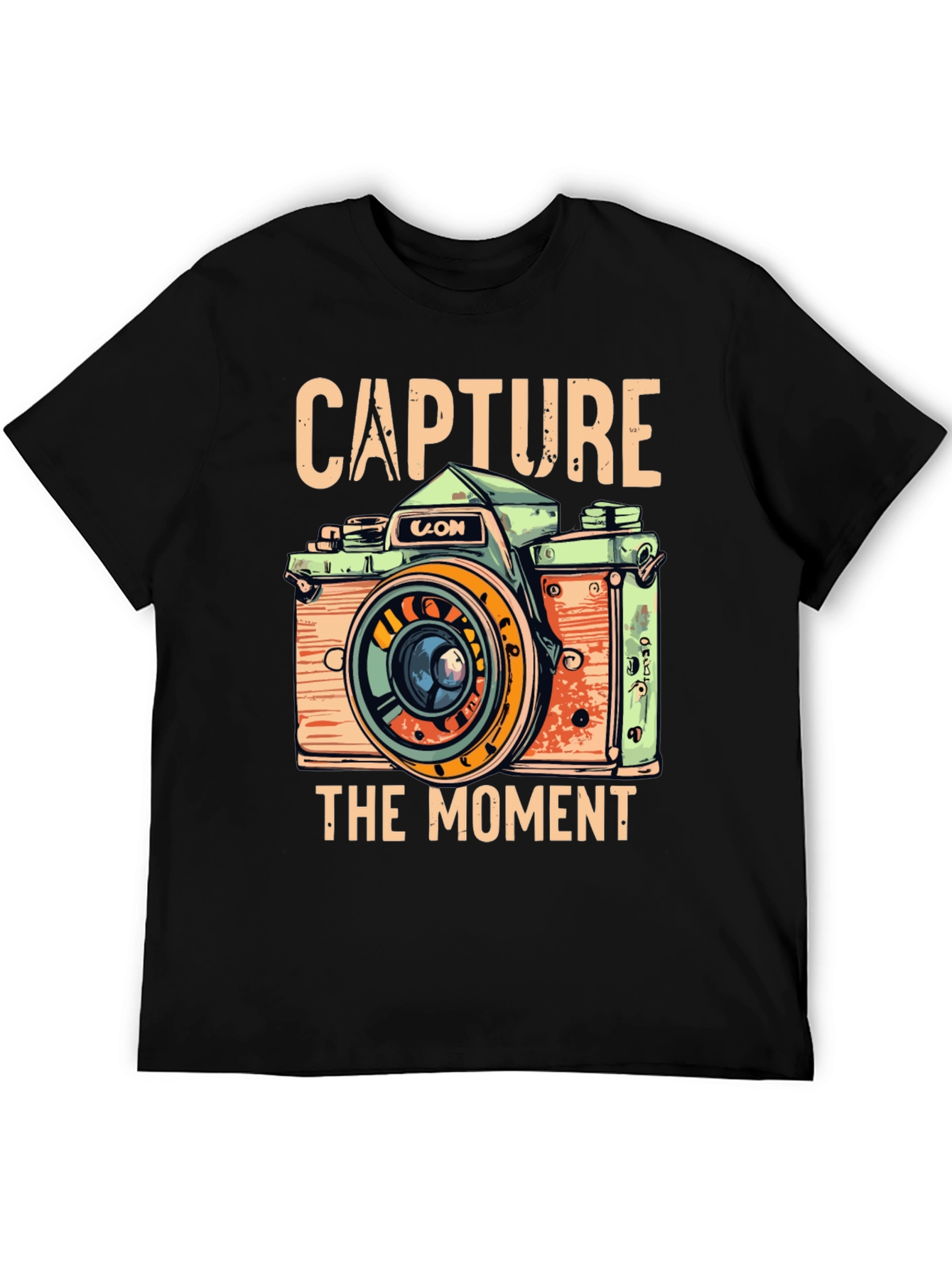 Black Capture the Moment Retro Camera Graphic T-Shirt view 5