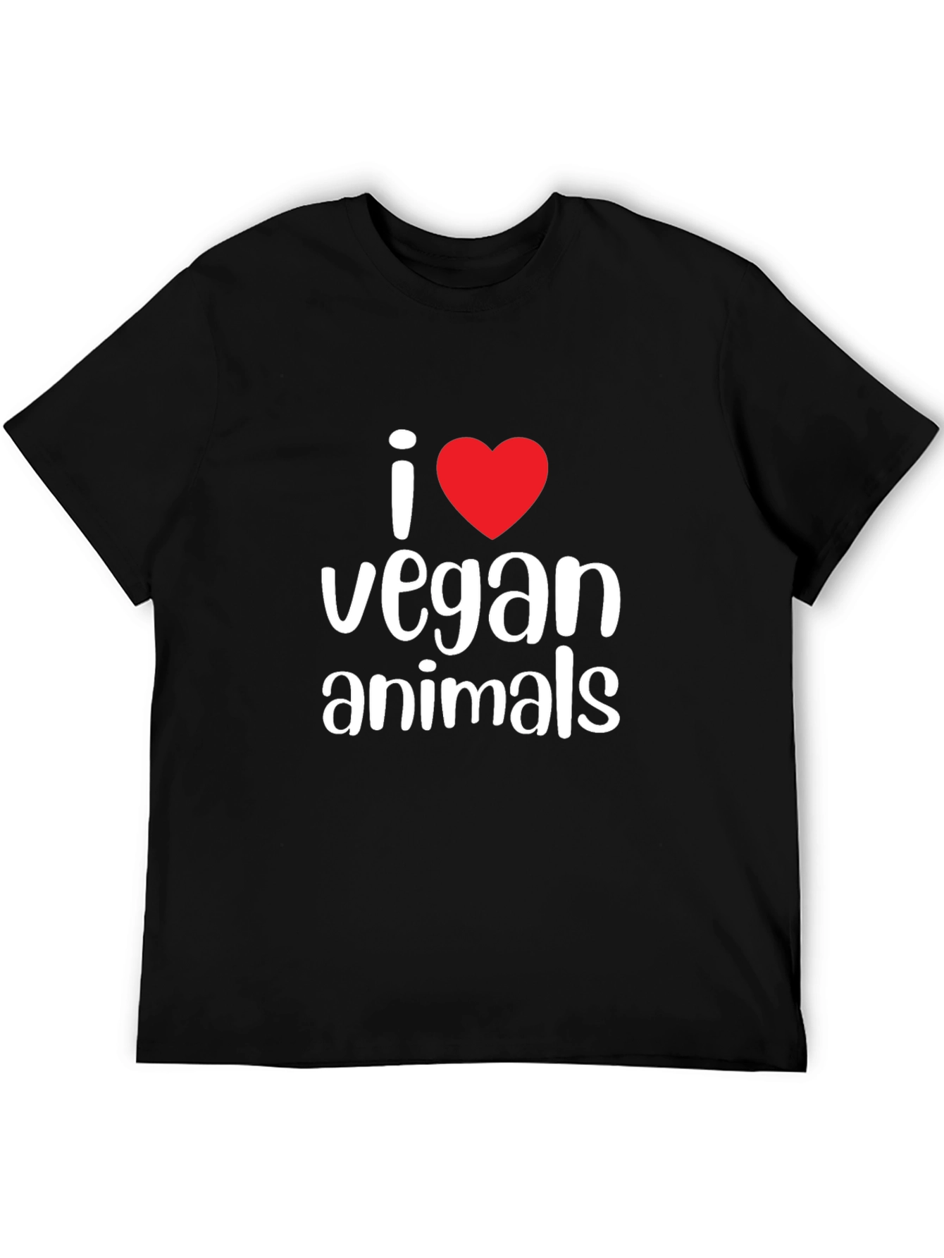 Black I Heart Vegan Animals Graphic Tee - Black Cotton view 5