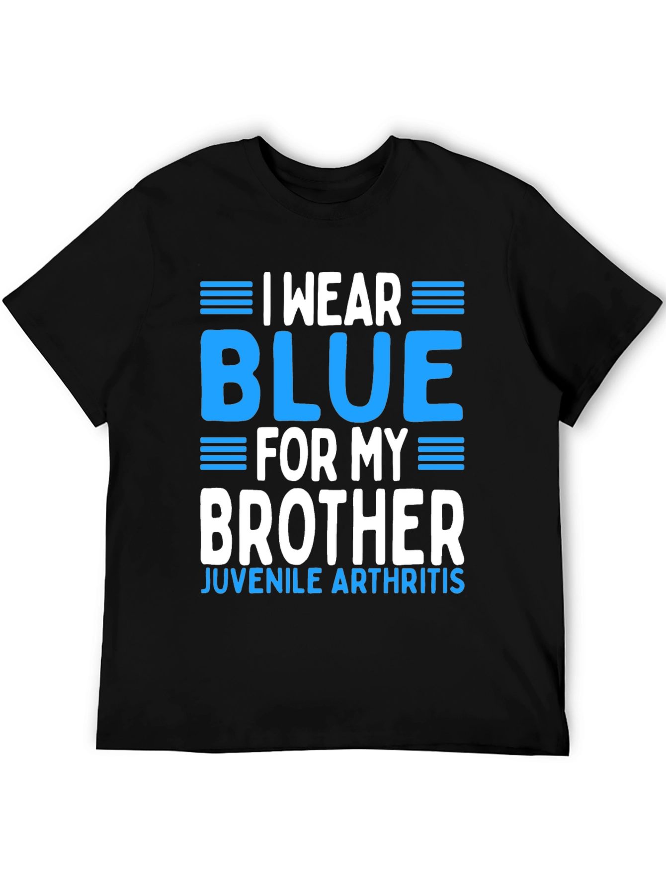 Black I Wear Blue for My Brother Juvenile Arthritis Awareness T-Shirt view 5