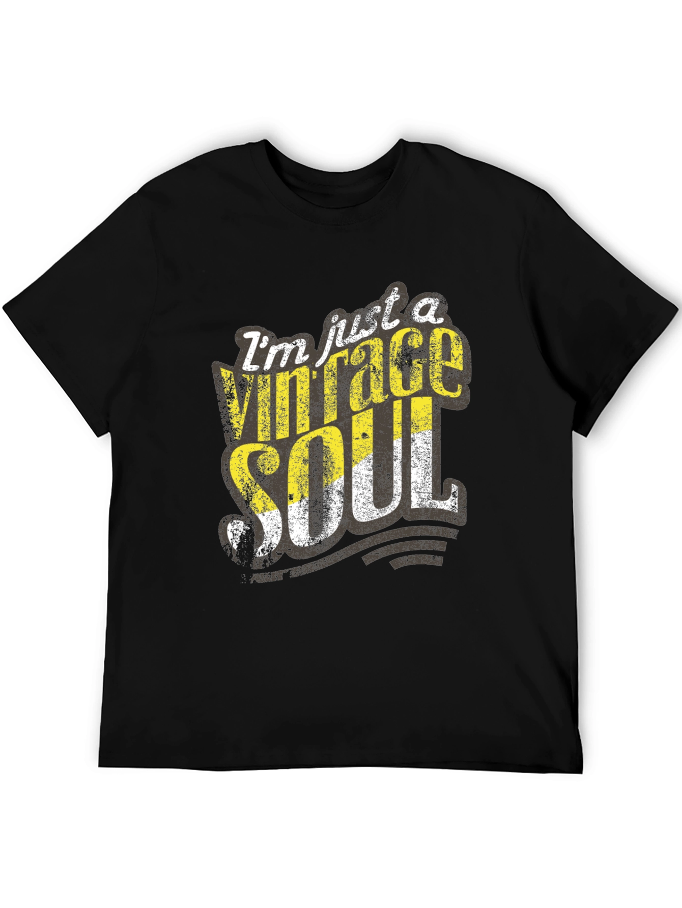 Black Vintage Soul Graphic Tee - Distressed Print, Casual Black T-Shirt view 5