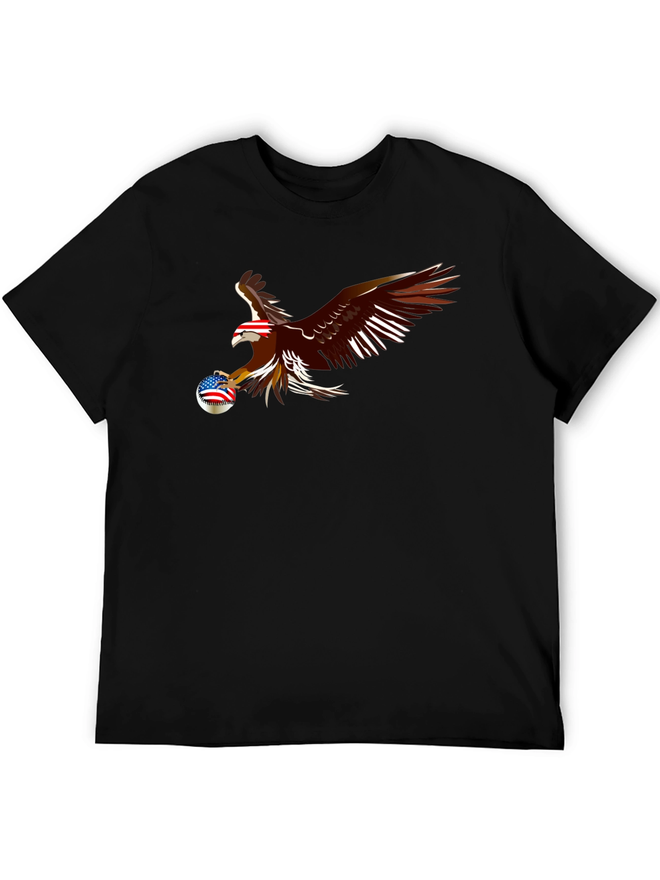 Black Bald Eagle US Flag Baseball T-Shirt view 5