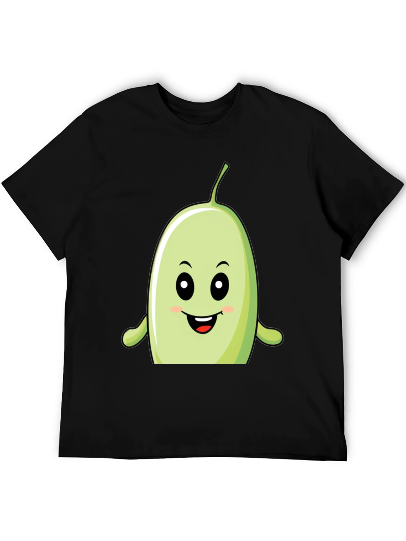 Black Funny Bean Cartoon Graphic Black T-Shirt view 5