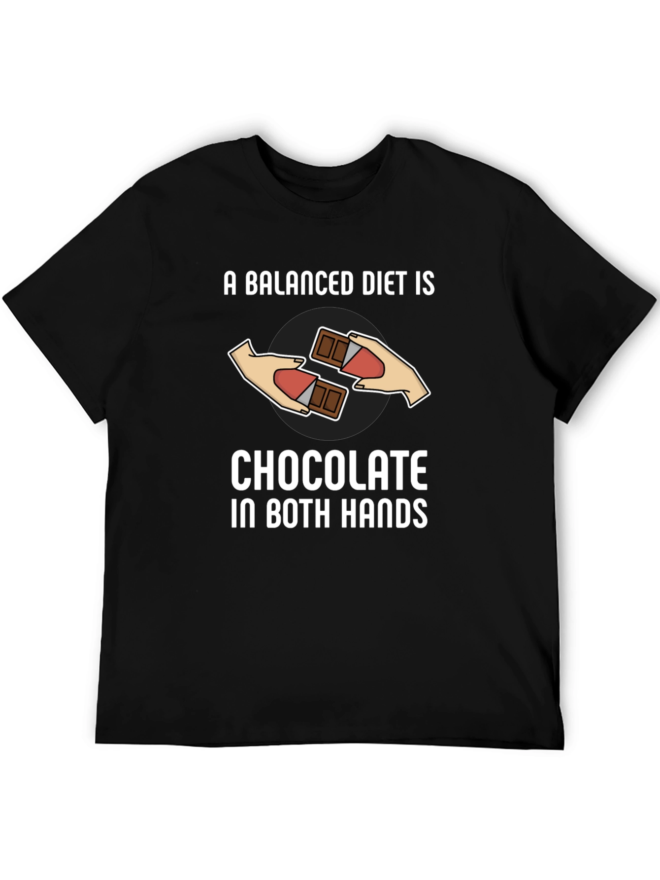 Black Balanced Diet Chocolate T-Shirt - Funny Graphic Tee view 5