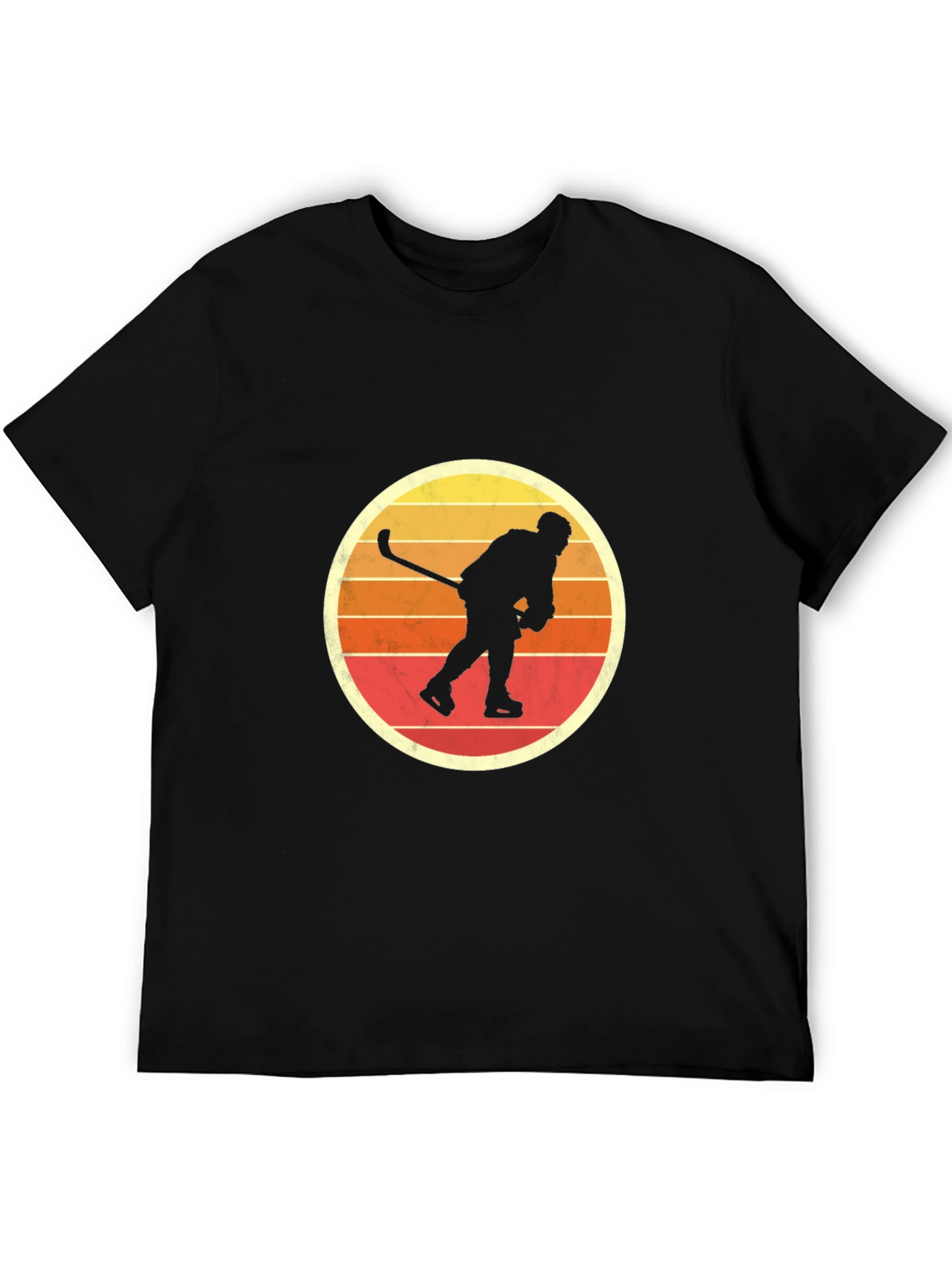 Black Retro Hockey Player Graphic T-Shirt - Vintage Style view 5