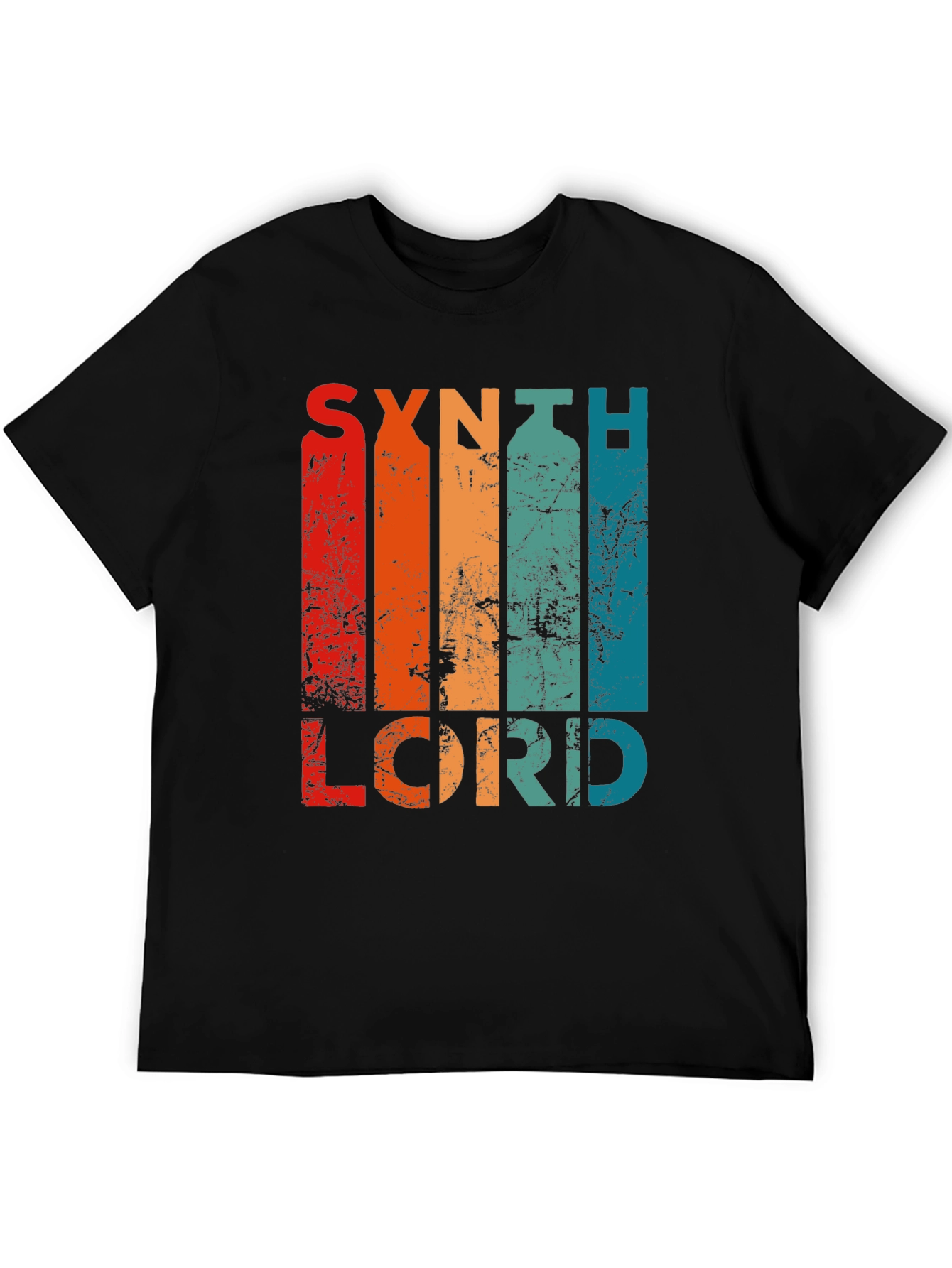Black Synth Lord Retro T-Shirt, Vintage Style view 5