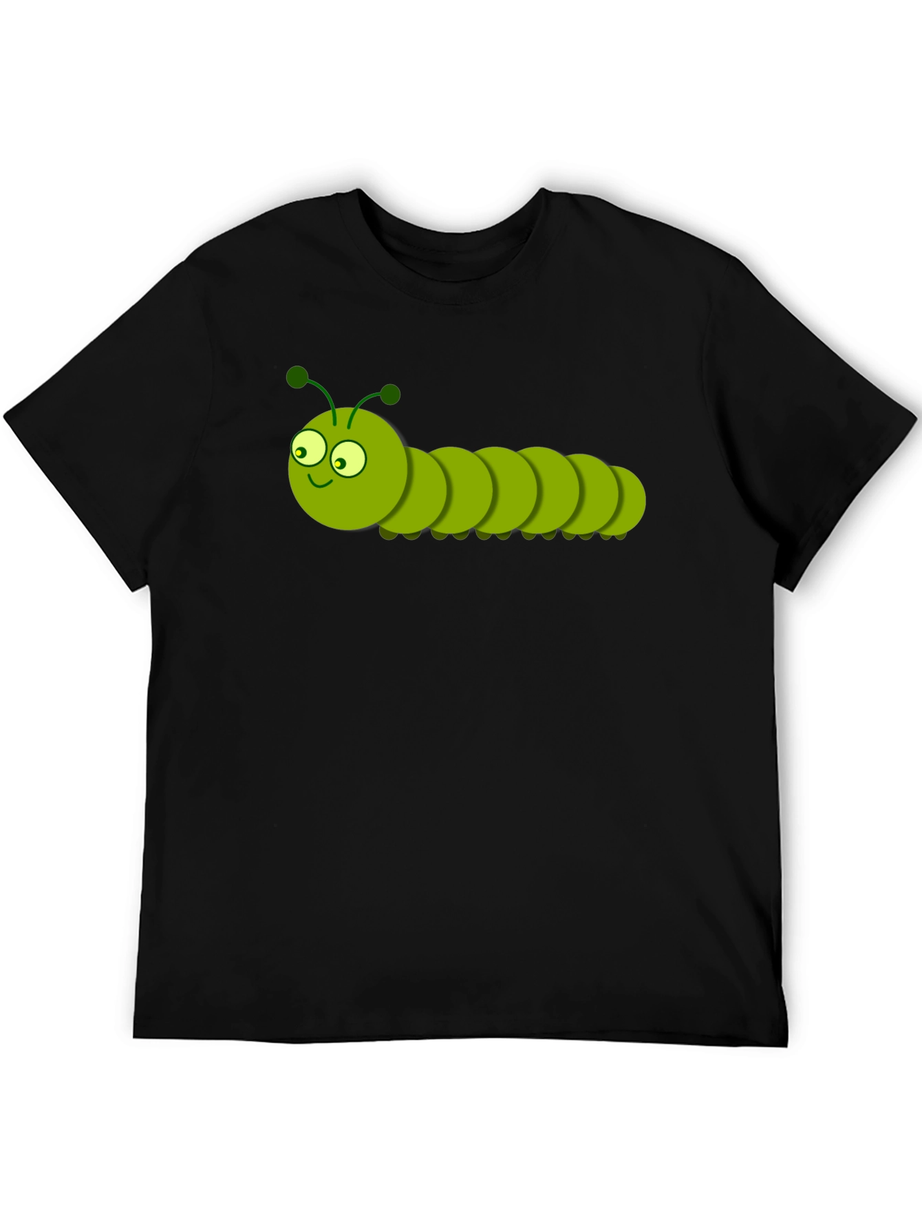 Black Cartoon Caterpillar Graphic T-Shirt - Black view 5