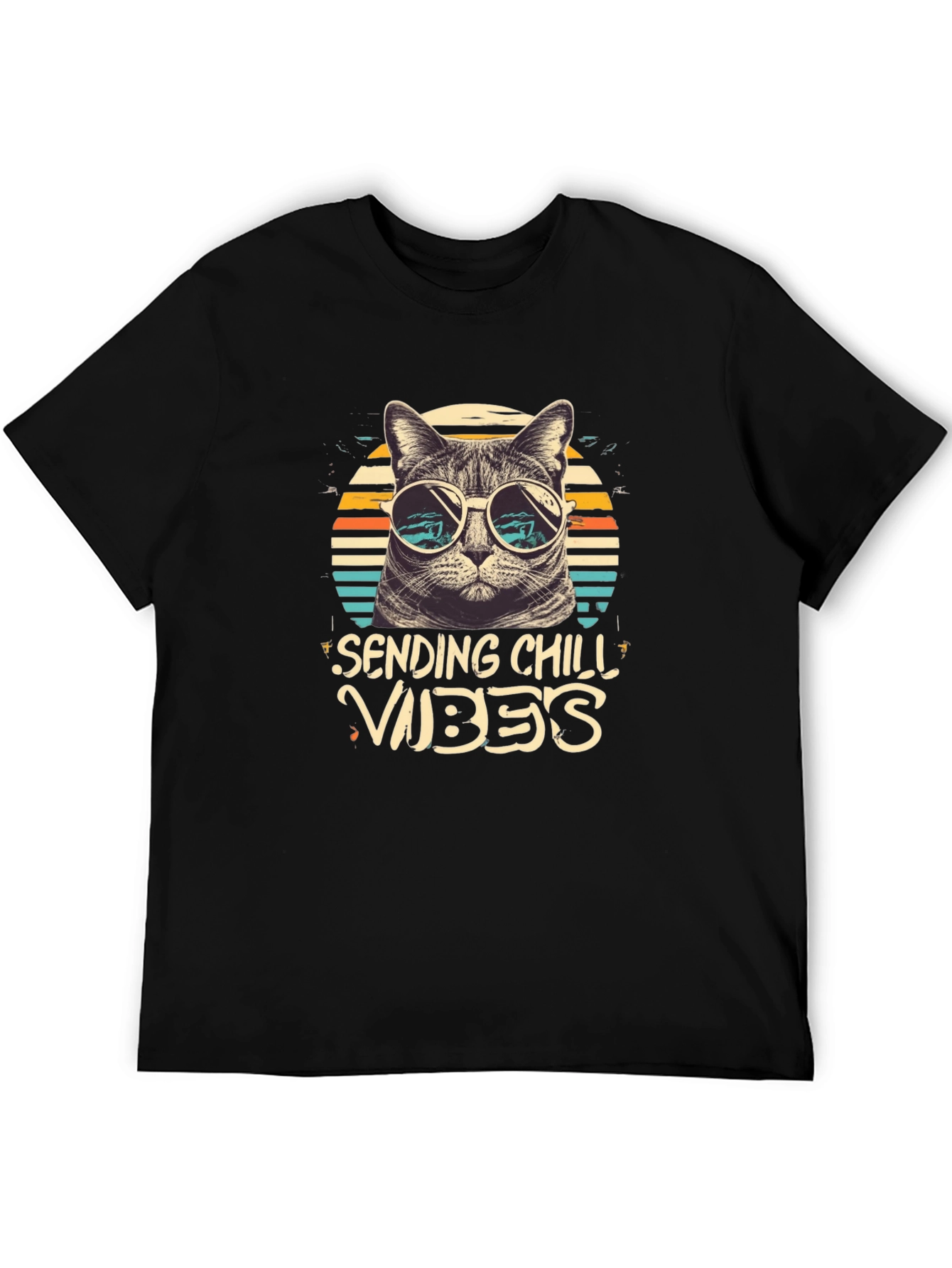 Black Chill Vibes Cat Graphic Tee view 5