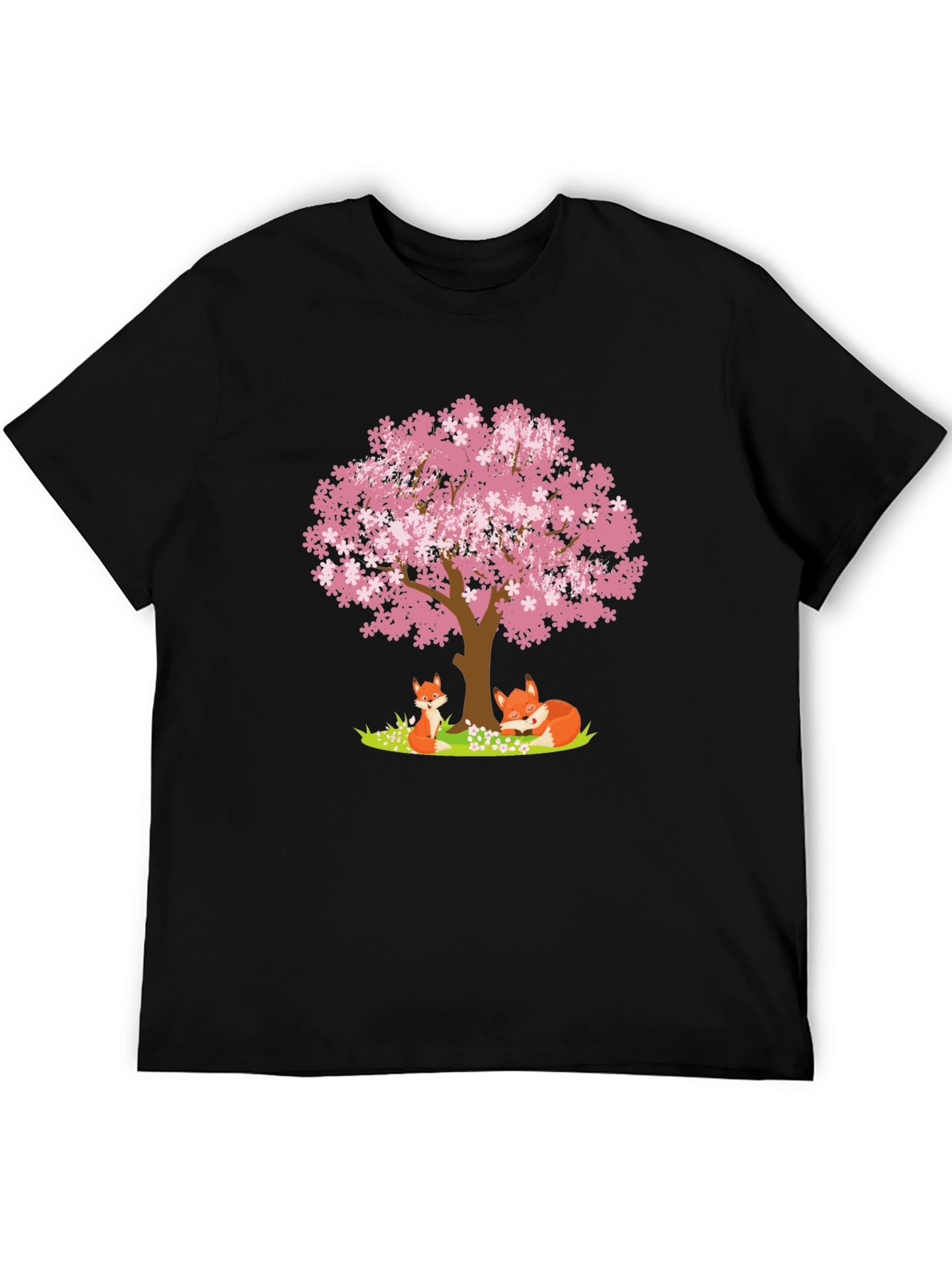 Black Fox & Cherry Blossom Tree Graphic Tee view 5