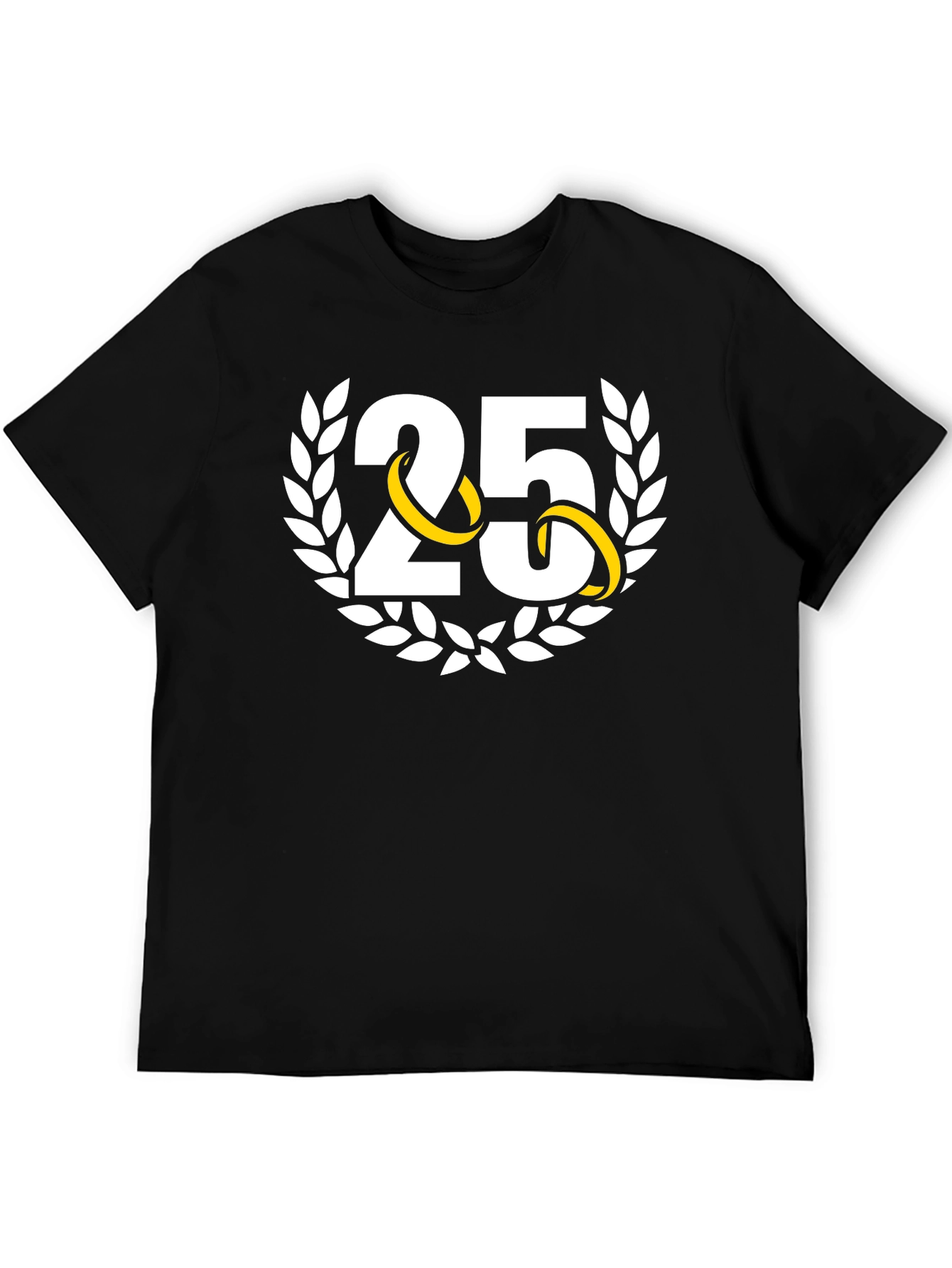 25th Anniversary T-Shirt - Gold Rings Laurel Wreath - 5