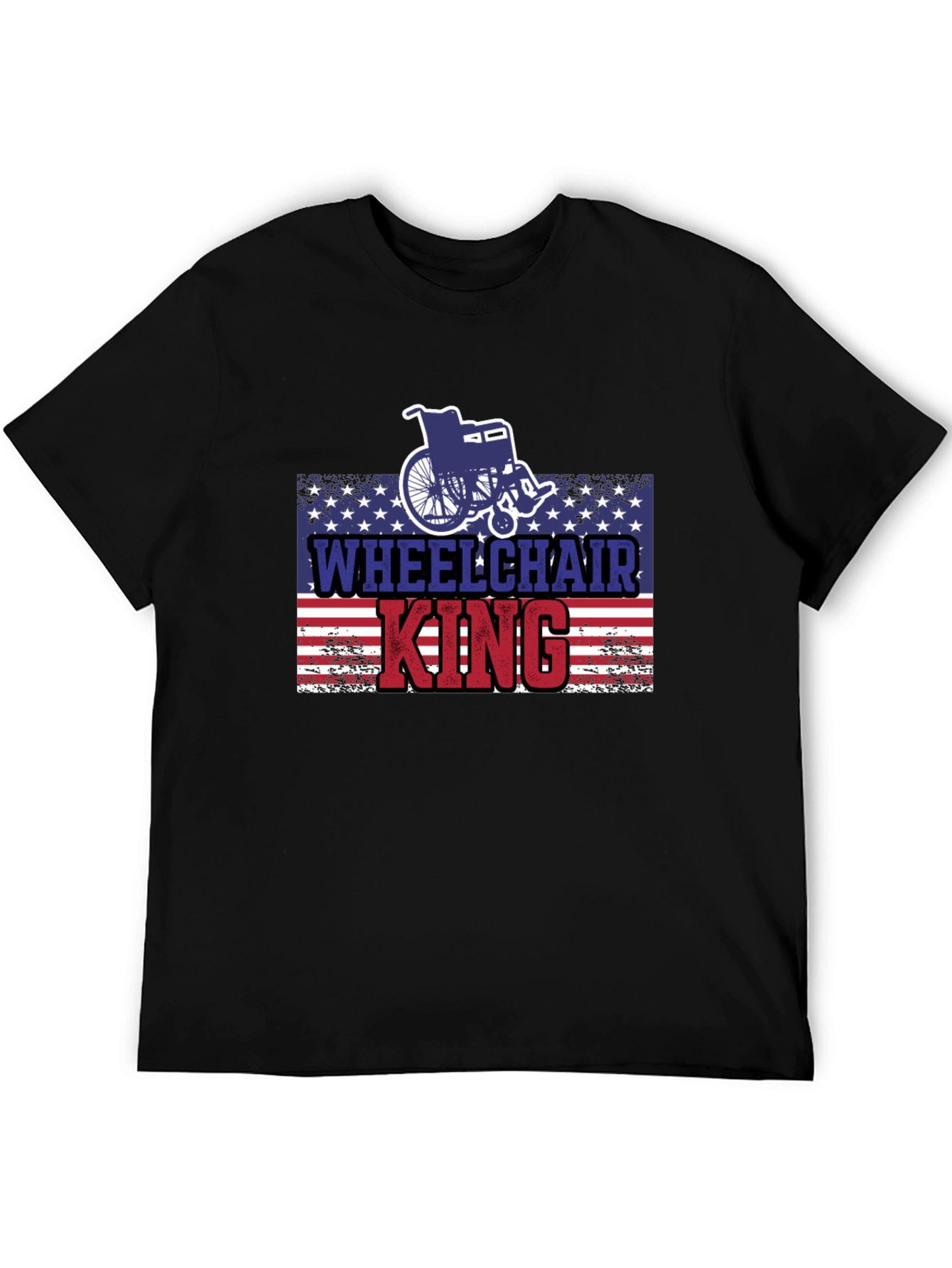 Black Wheelchair King T-Shirt - Patriotic Design view 5