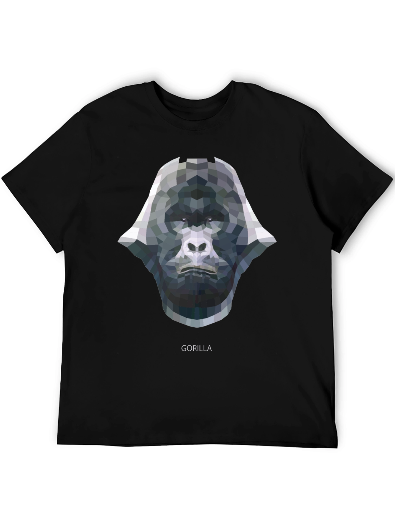 Black Geometric Gorilla Graphic Tee - Black Cotton view 5