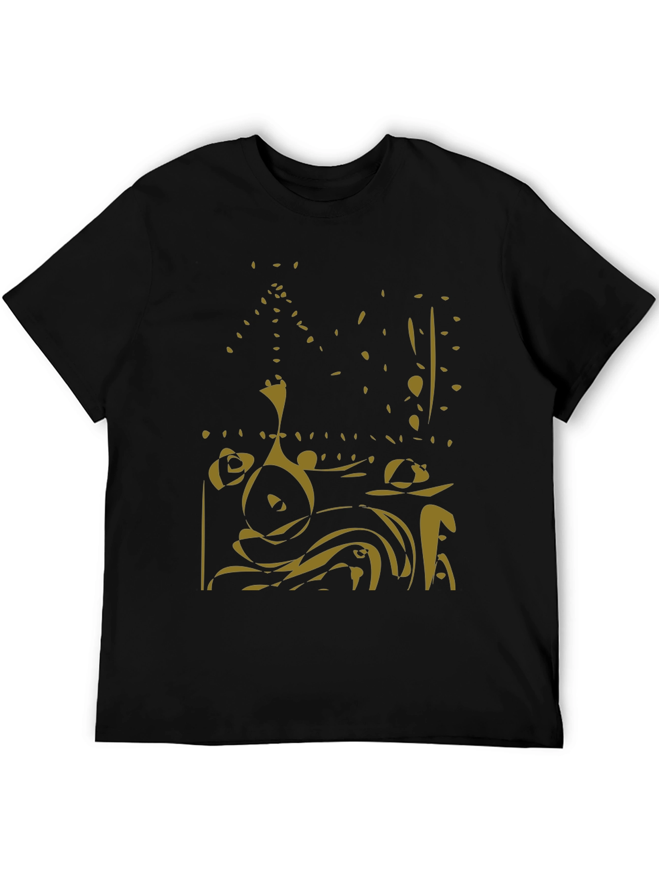 Black Abstract Gold Design Black Tee view 5