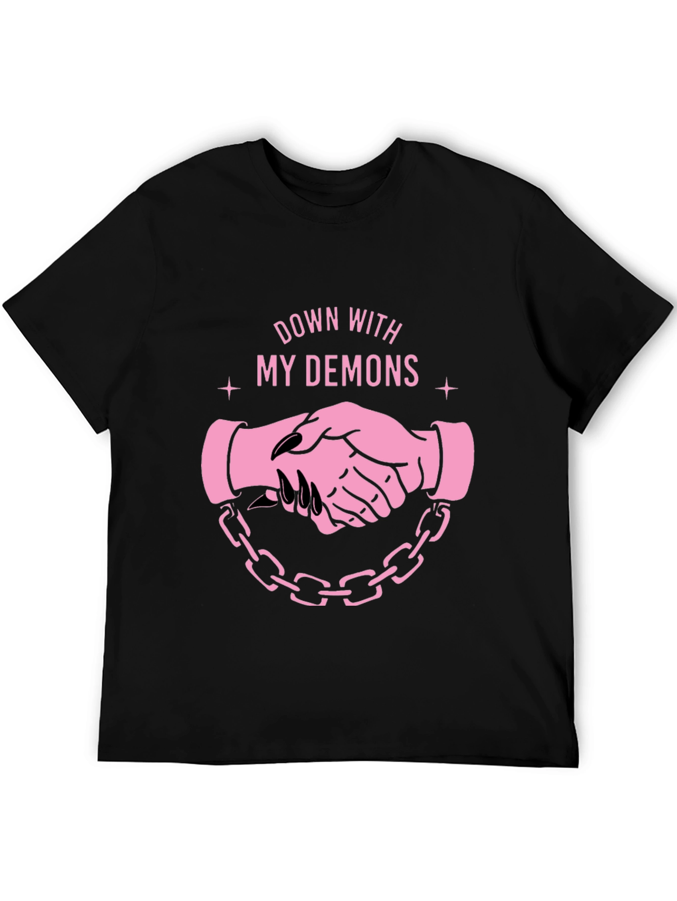 Black Down With My Demons Graphic Tee - Black view 5
