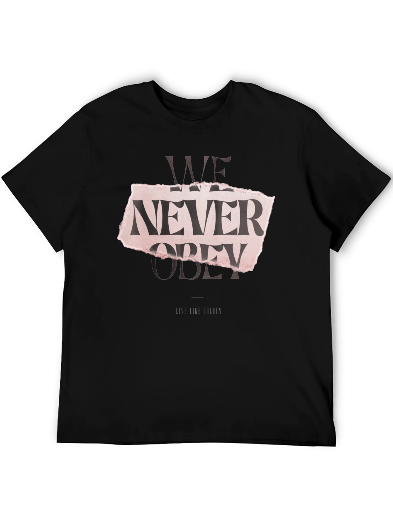 Black Edgy We Never Obey Graphic T-Shirt view 5