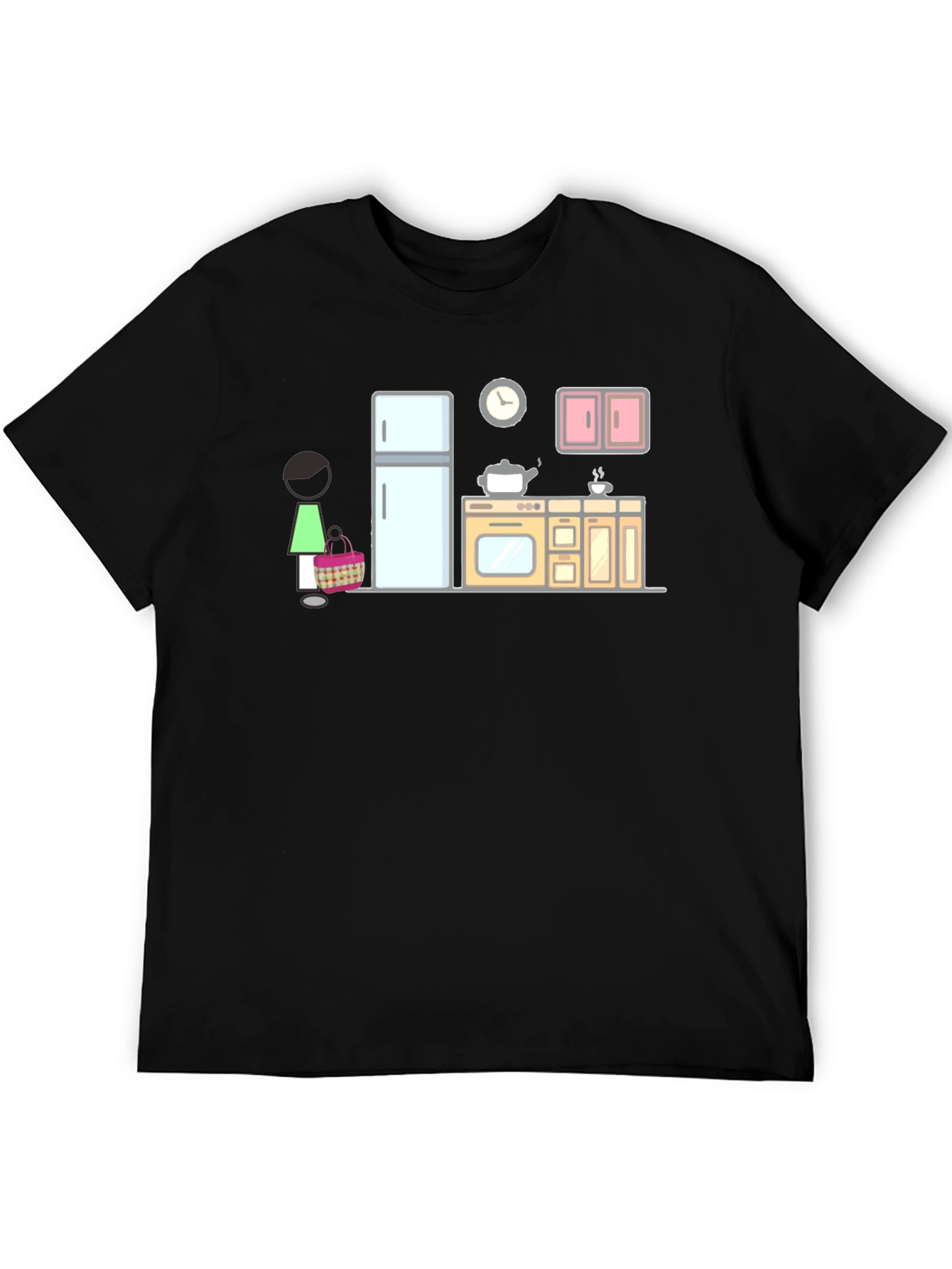 Black Cartoon Kitchen Graphic T-Shirt view 5