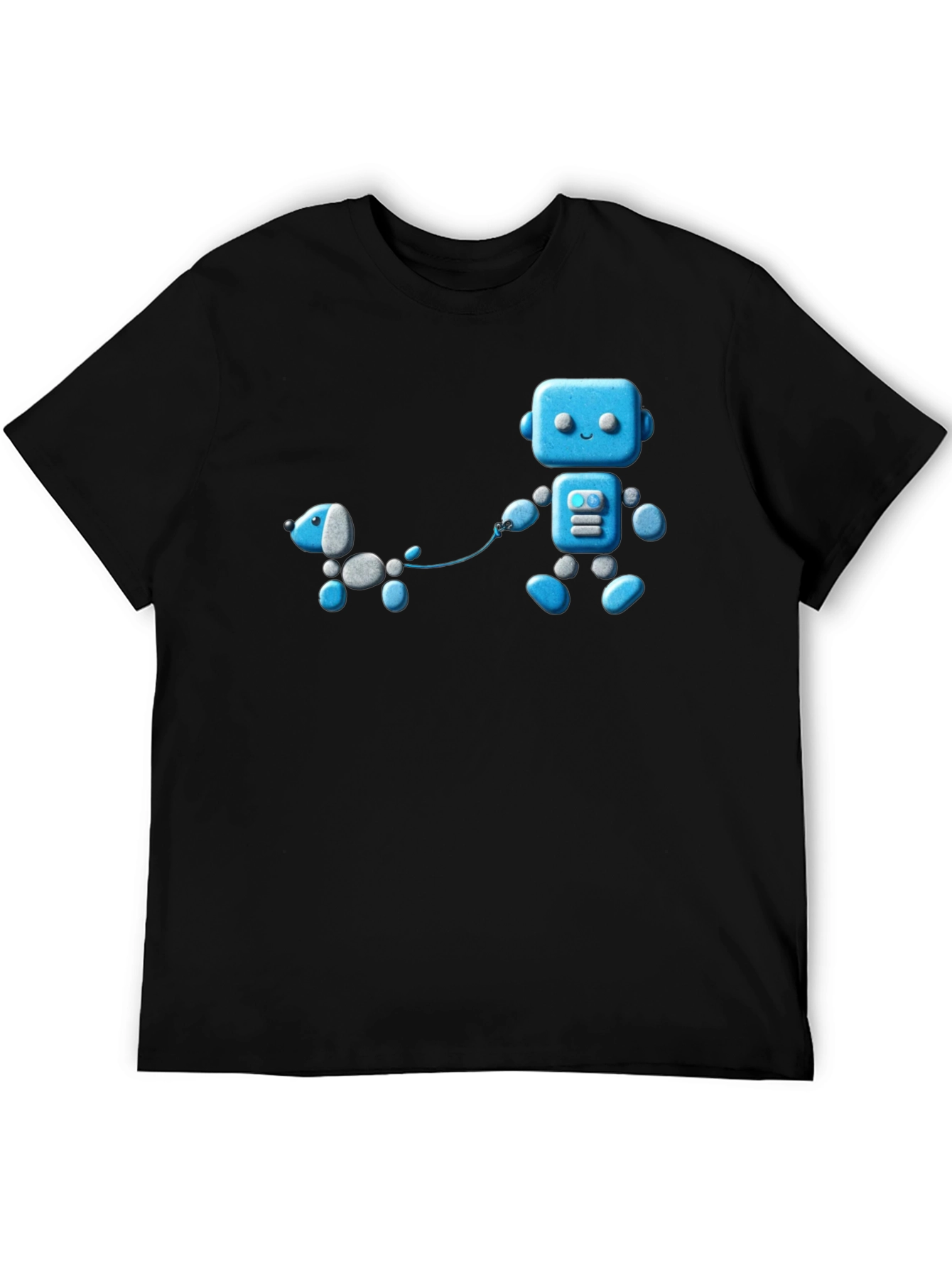 Black Robot and Dog Graphic T-Shirt - Unisex Black Tee view 5