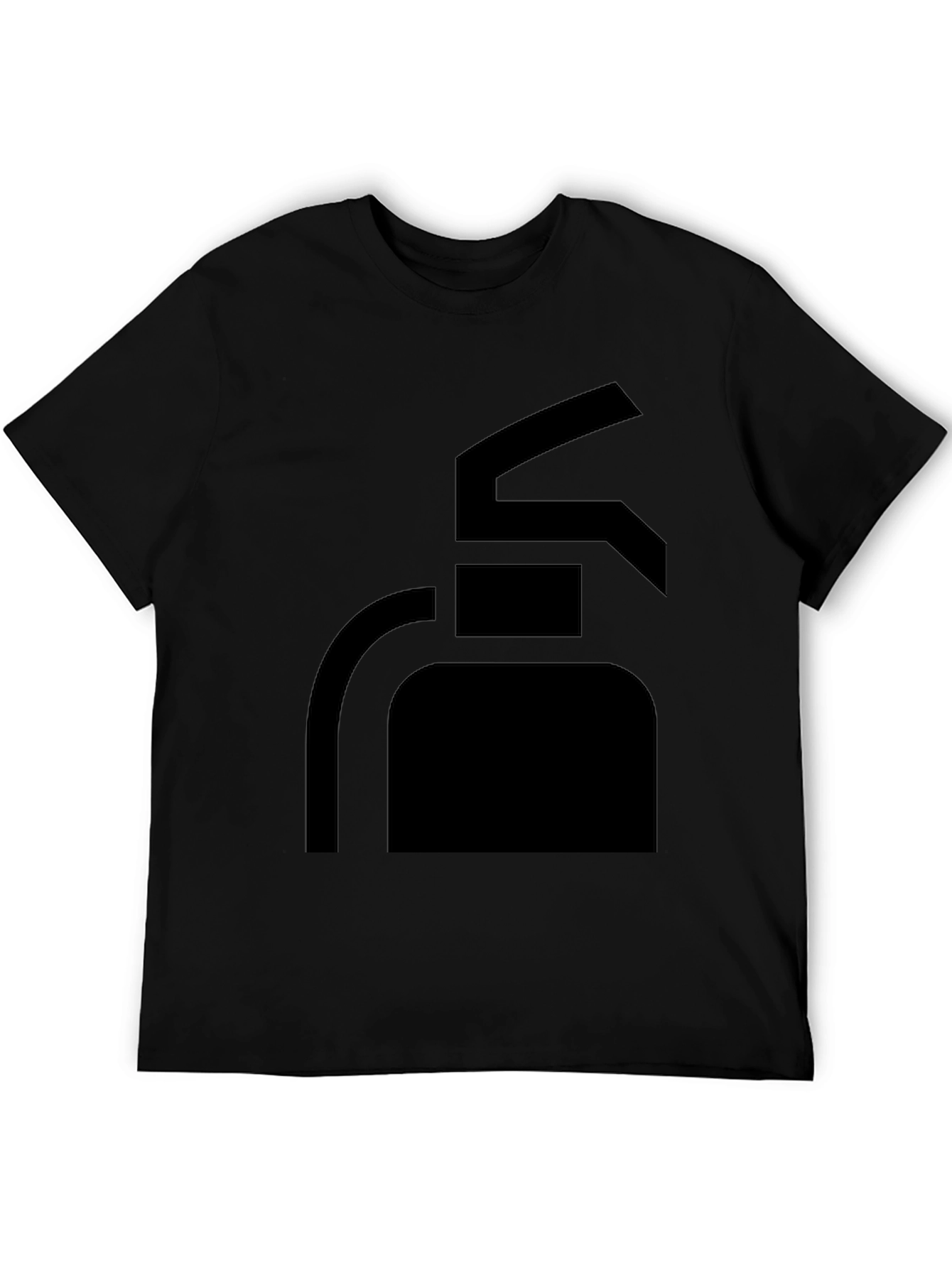 Black Men's Black T-Shirt with Fire Extinguisher Graphic view 5
