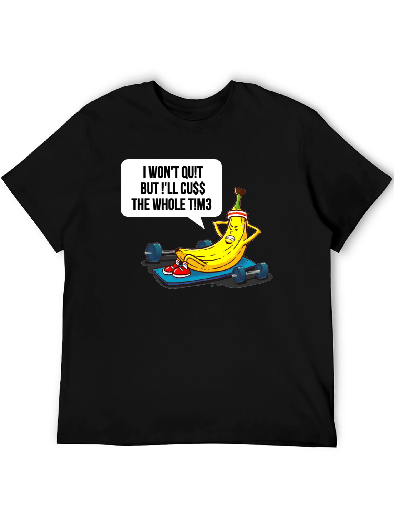 Black Funny Workout Banana Graphic T-Shirt view 5