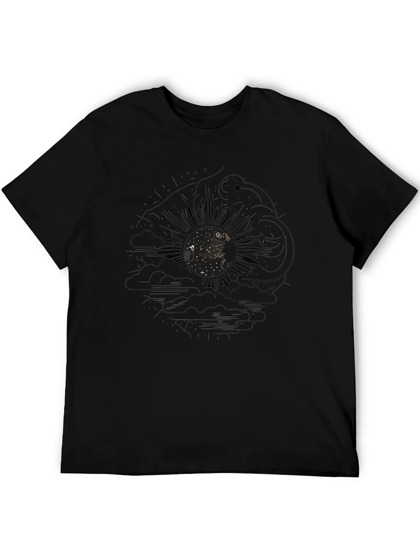Black Mystic Sun Graphic T-Shirt - Black Cotton Tee view 5