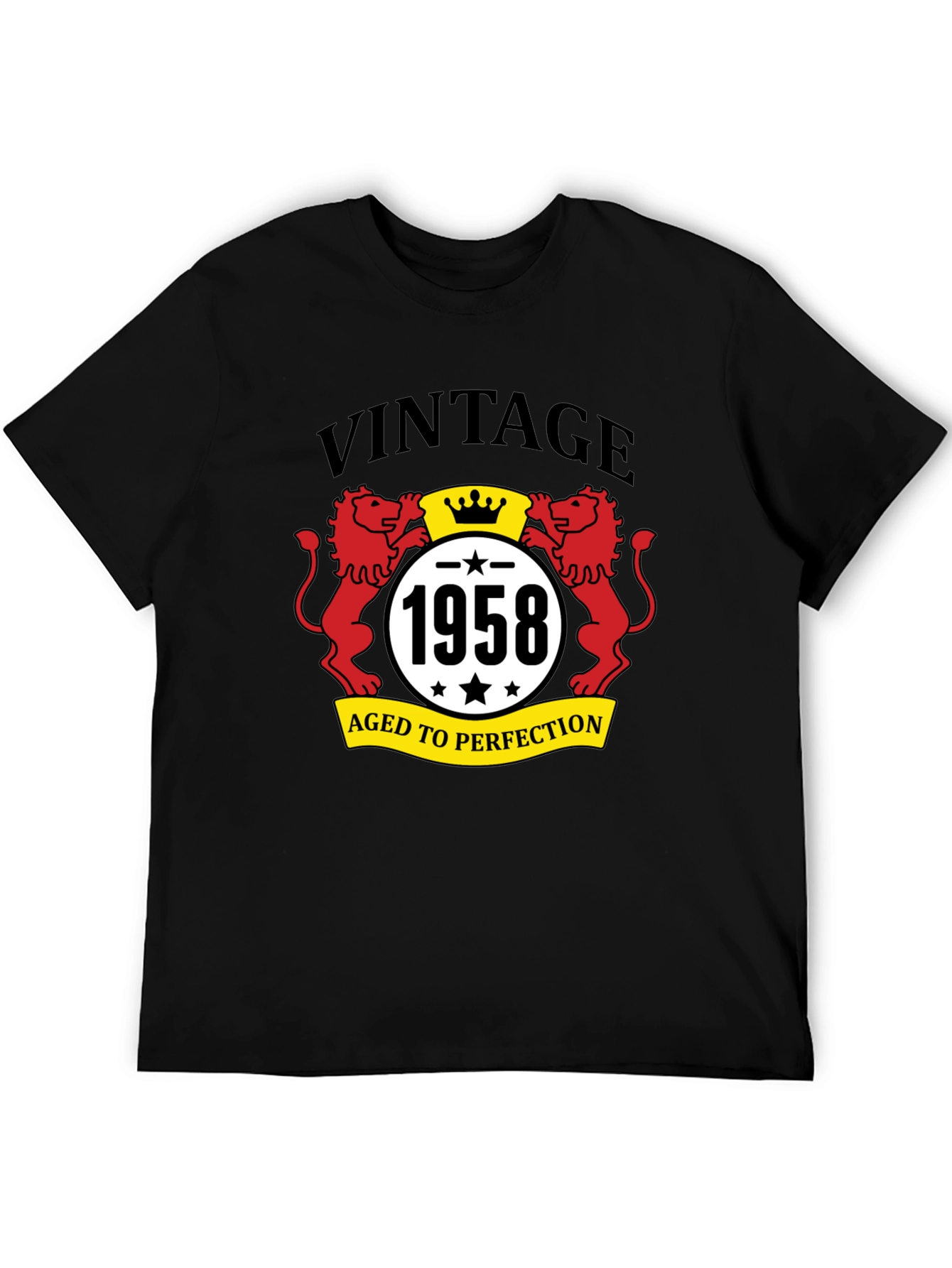 Black Vintage 1958 Aged to Perfection Black T-Shirt view 5