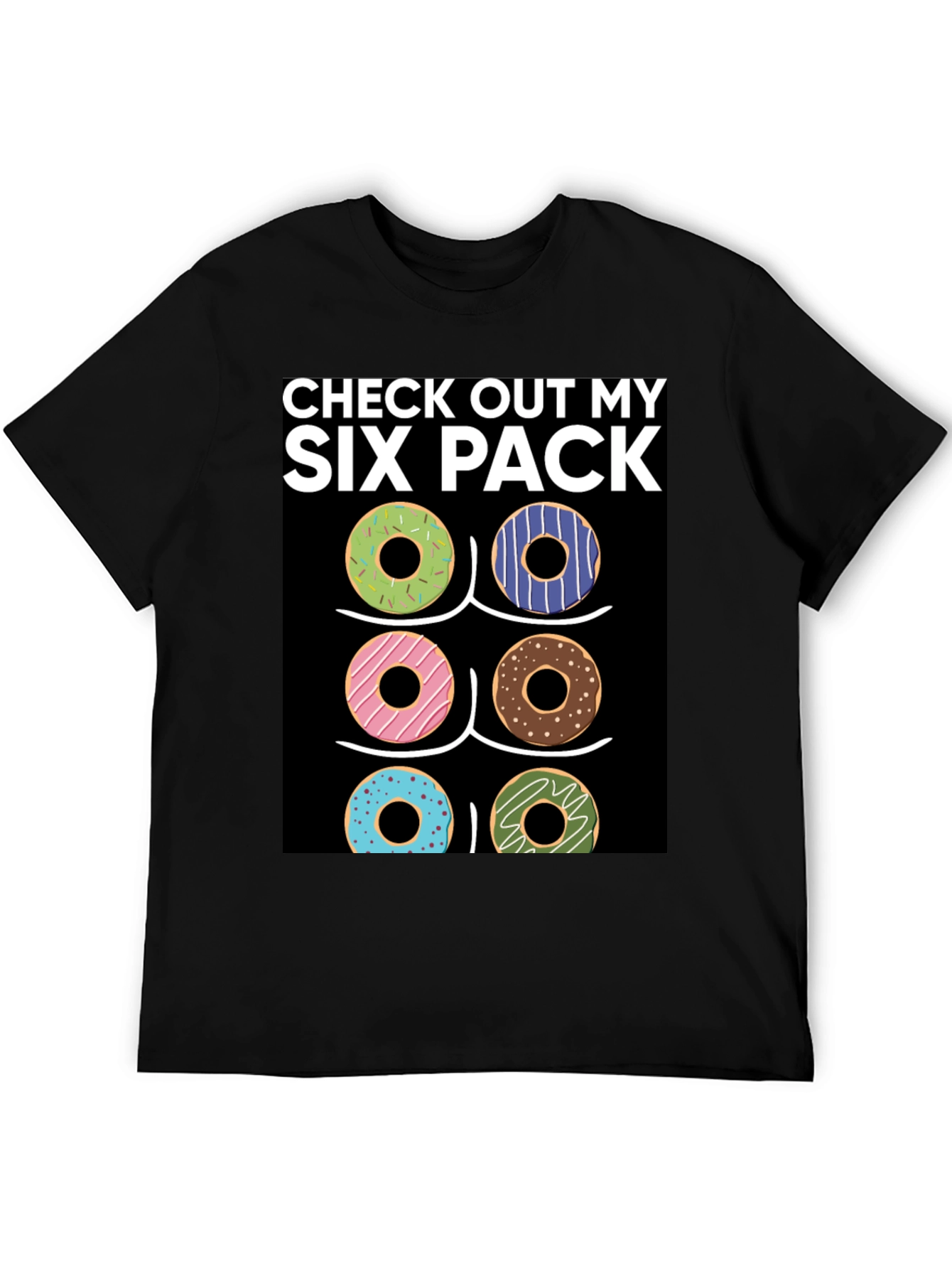 Black Six Pack Donuts T-Shirt - Funny Gym Workout Tee view 5