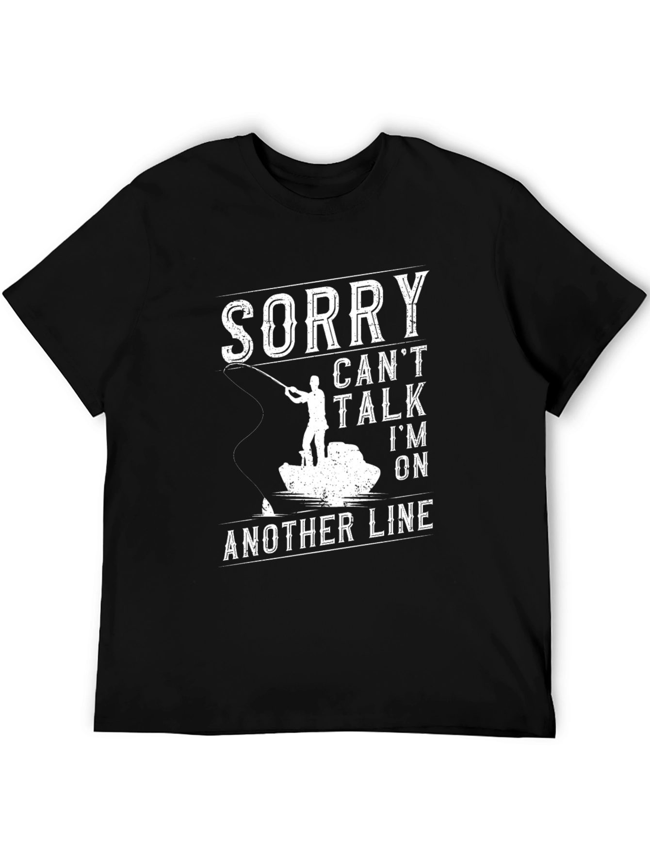 Black Sorry Can't Talk Fishing T-Shirt view 5