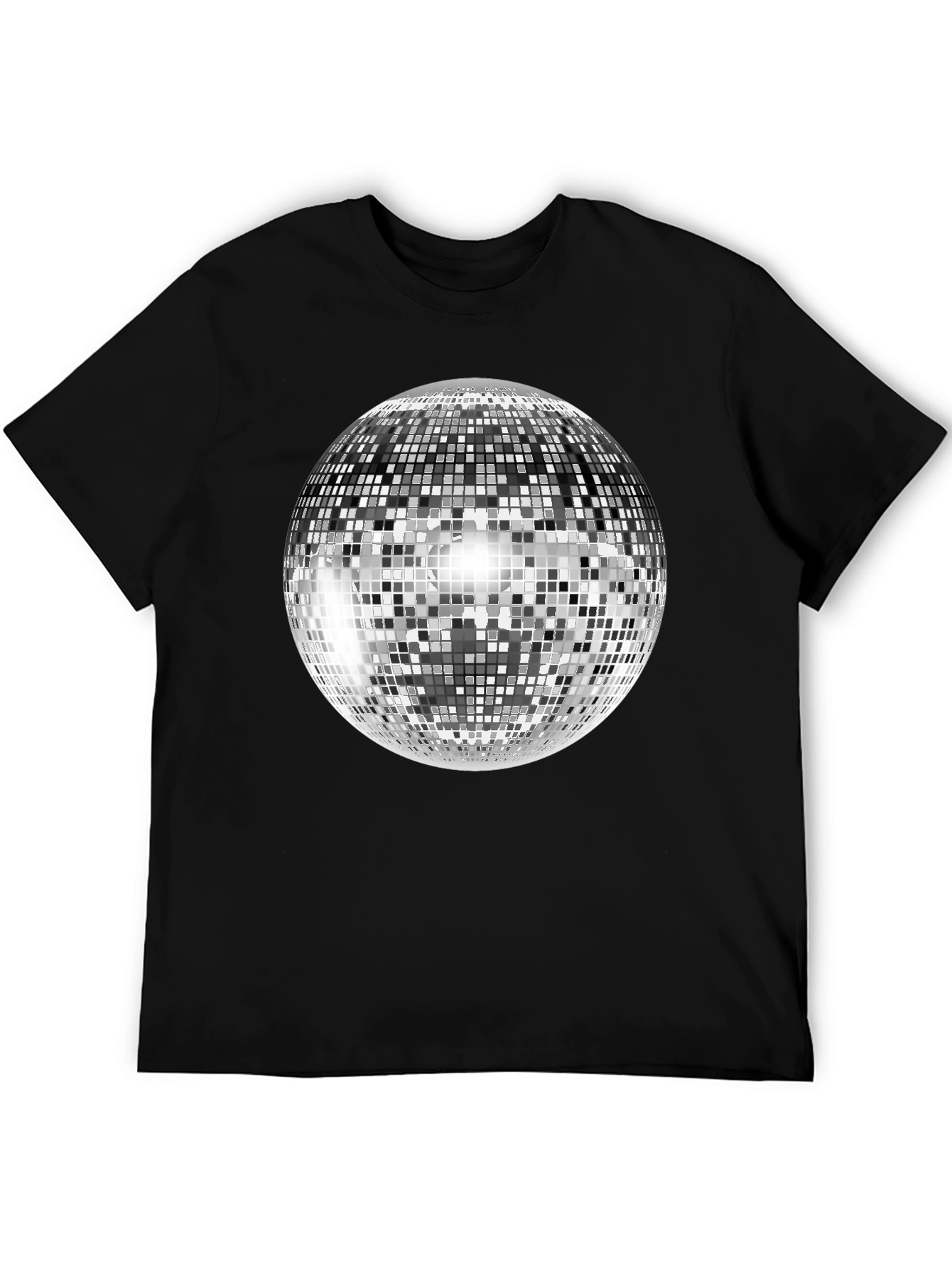 Black Retro Disco Ball Graphic Tee - Black Cotton Blend view 5