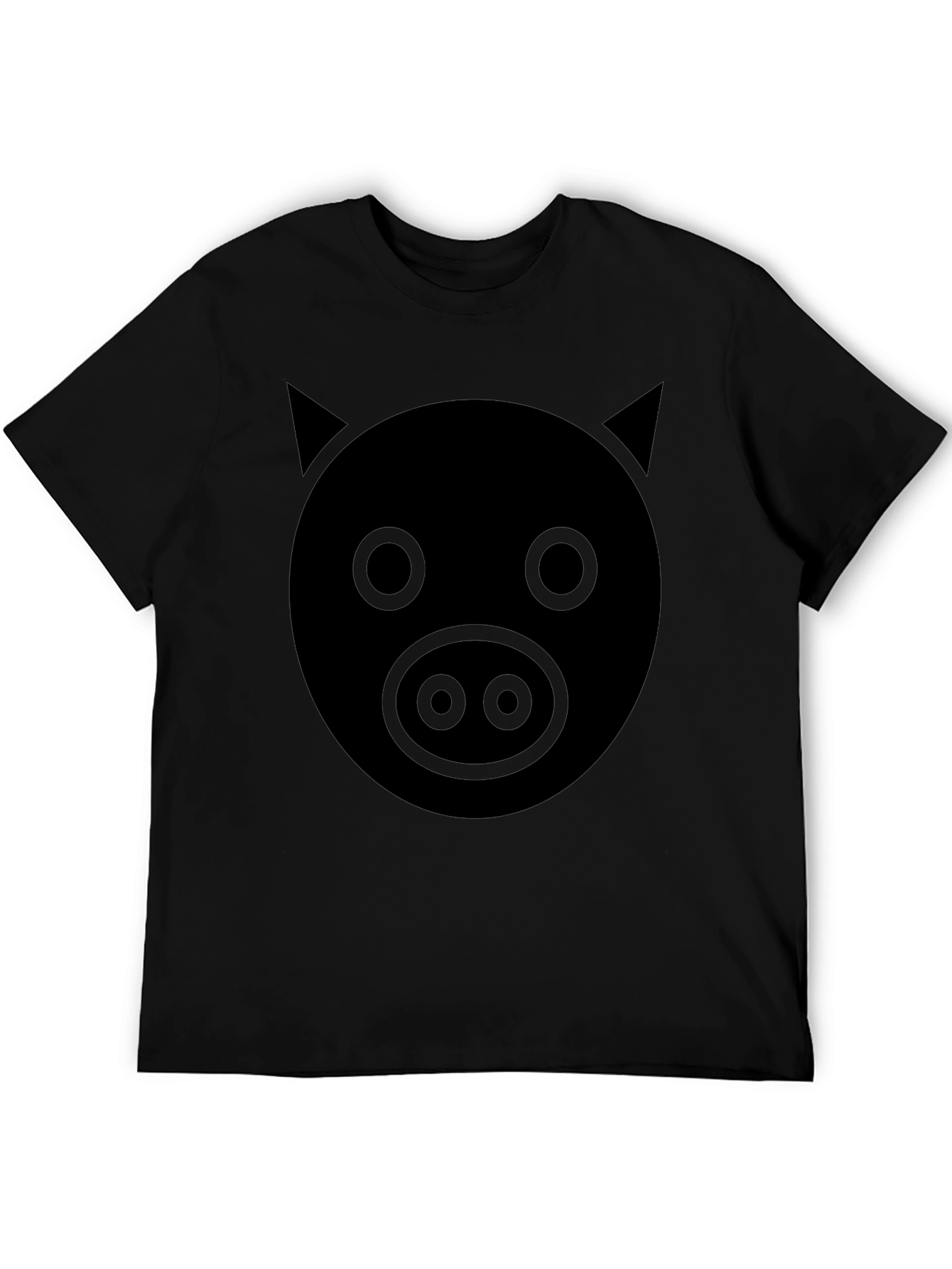 Black Men's Pig Face Graphic Tee - Black Cotton Blend view 5