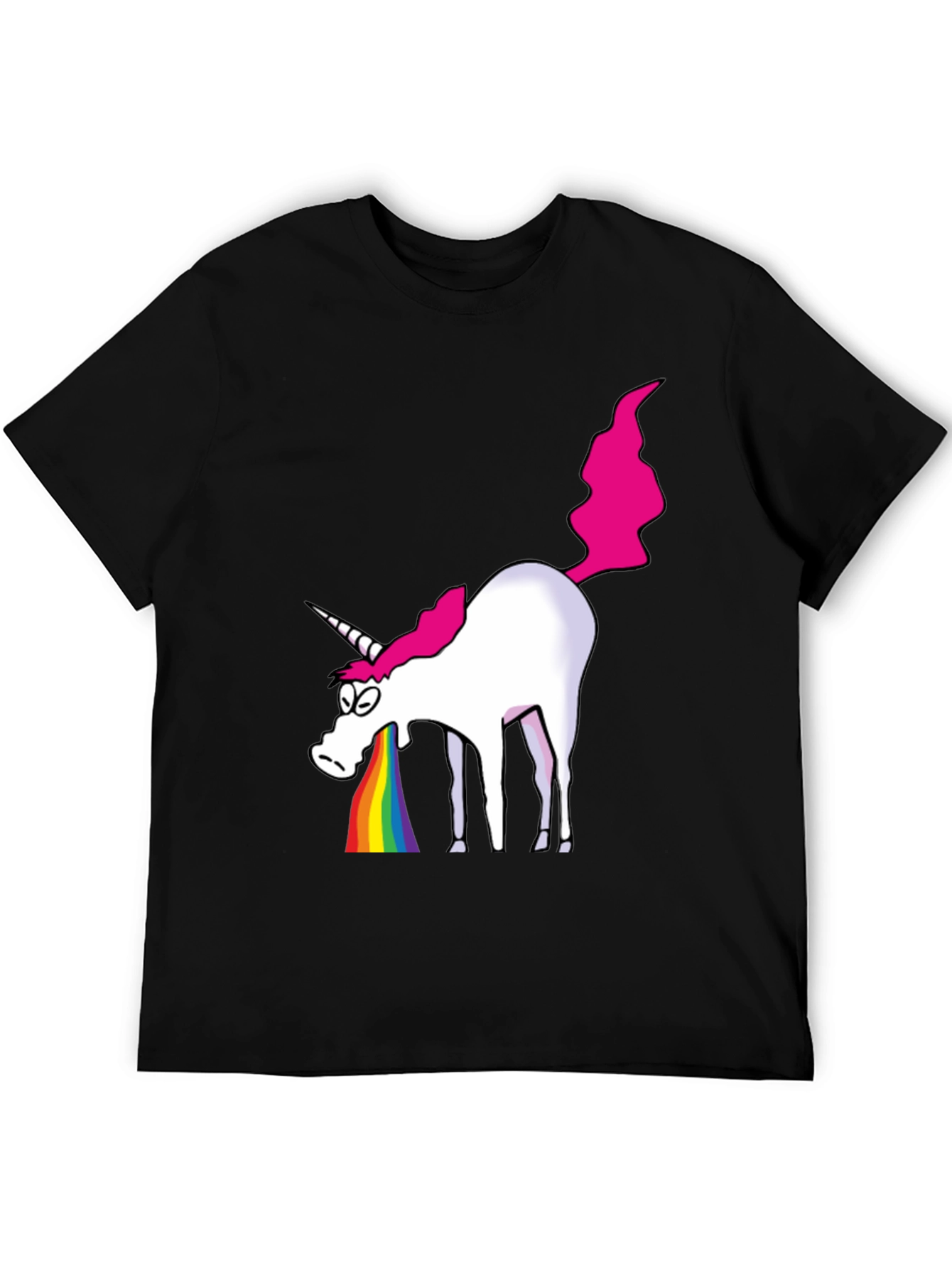 Black Unicorn Rainbow Vomit Graphic T-Shirt - Black Cotton Tee view 5