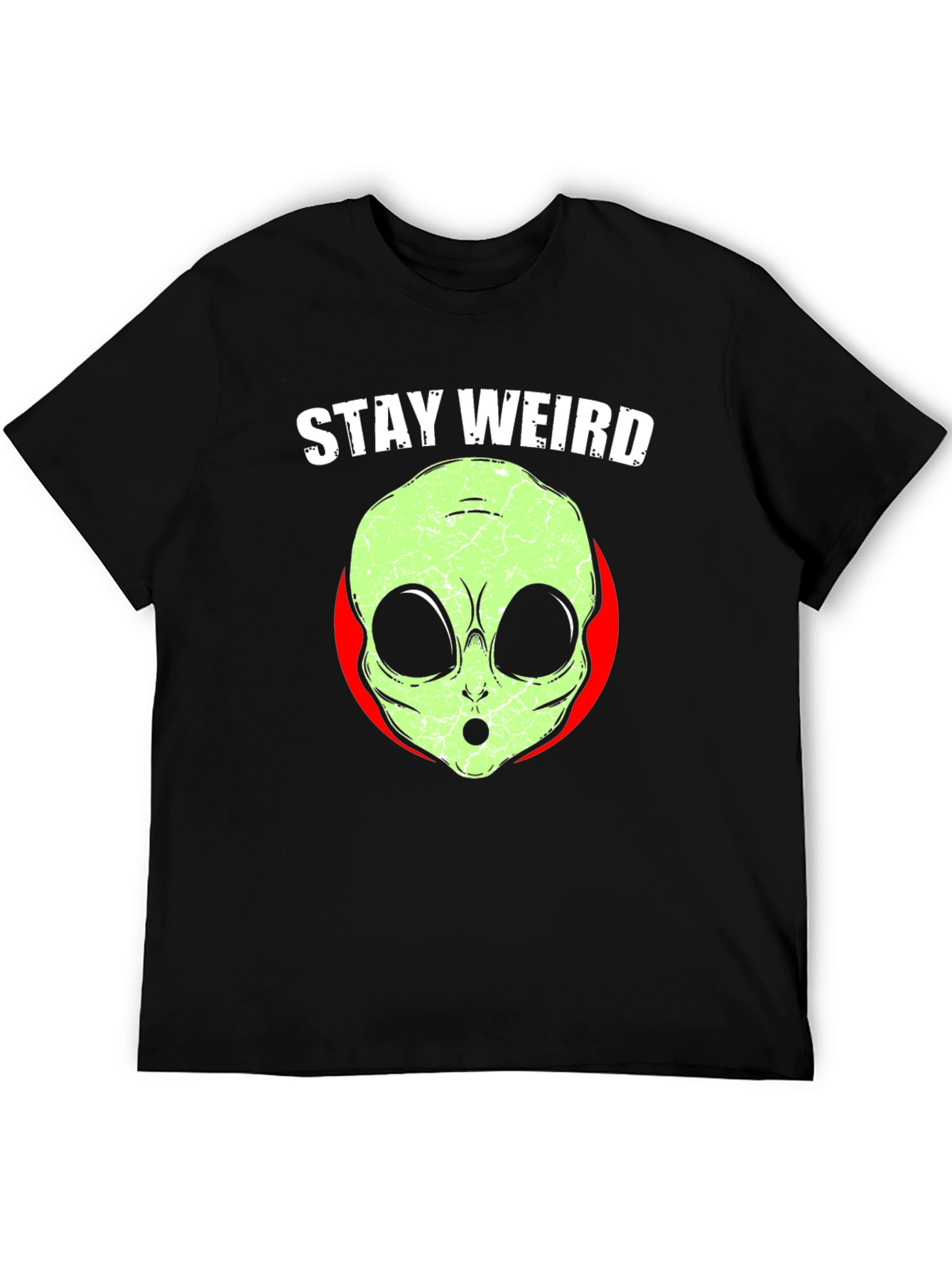 Black Stay Weird Alien Graphic Print Tee view 5