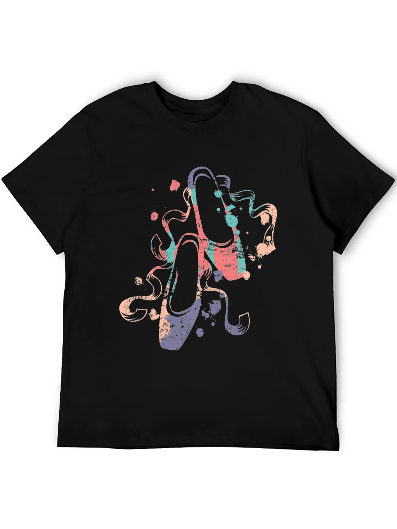 Black Ballet Shoe Graphic Tee - Artsy Black T-Shirt view 5