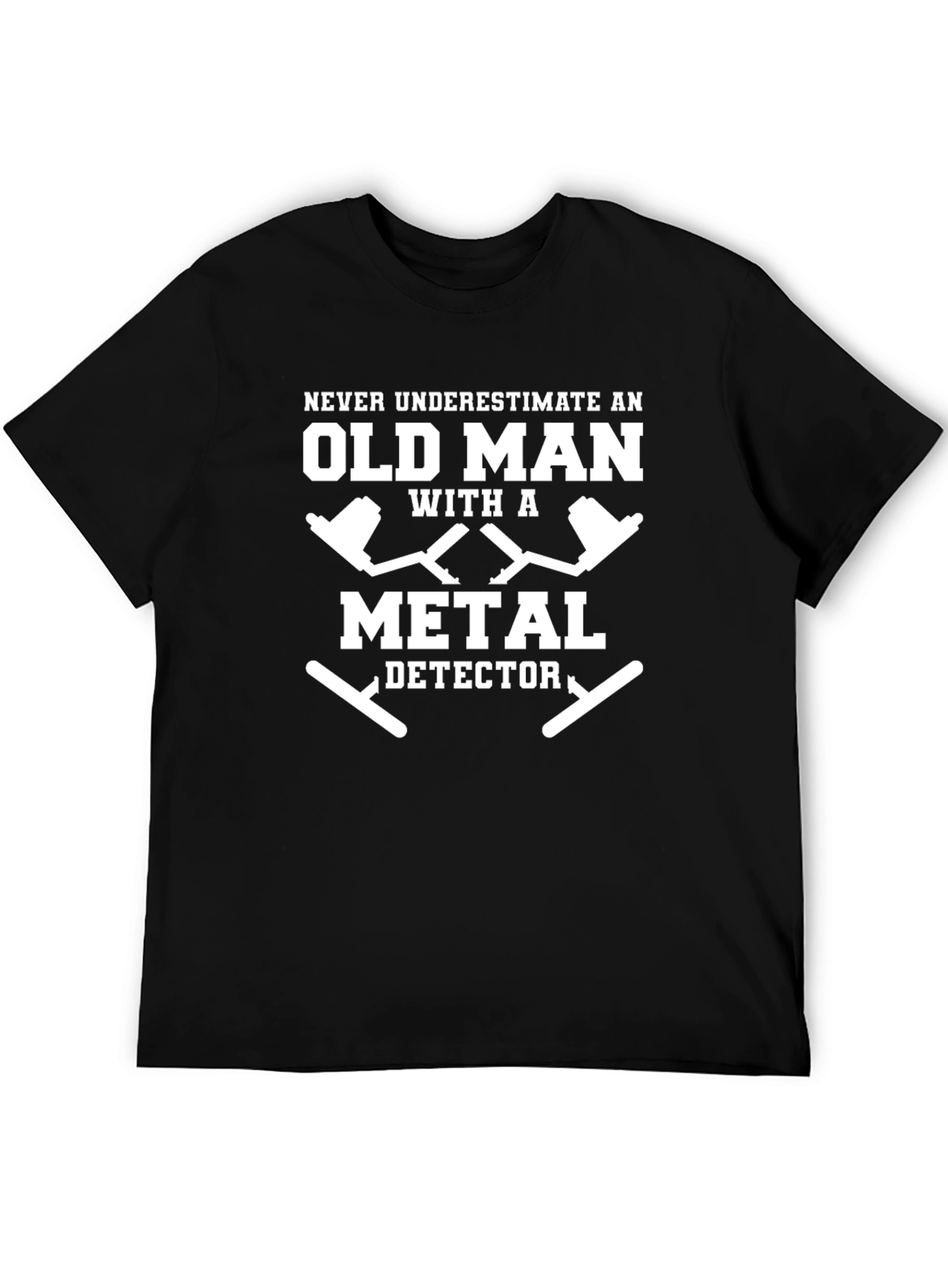 Black Metal Detector Old Man T-Shirt - Novelty Gift Tee view 5