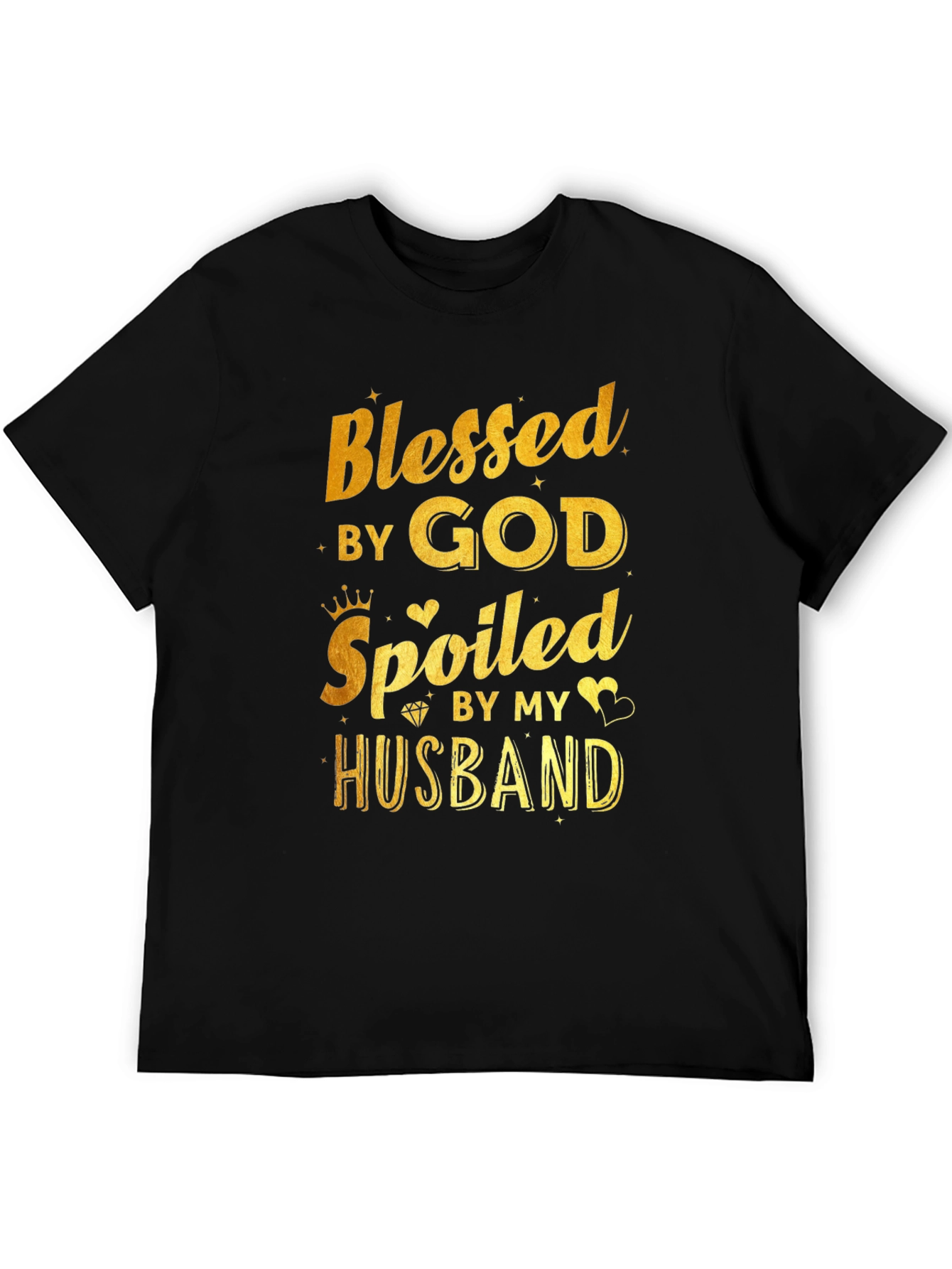 Black Blessed by God Spoiled by Husband Black T-Shirt view 5