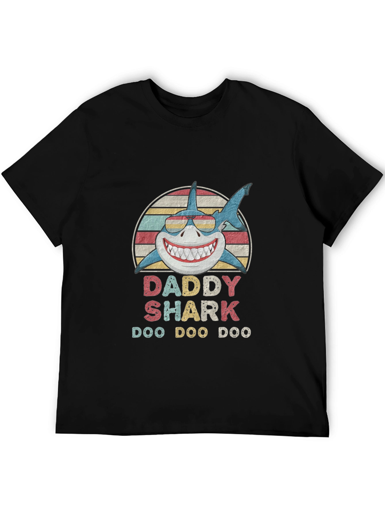 Black Daddy Shark Doo Doo Doo T-Shirt view 5