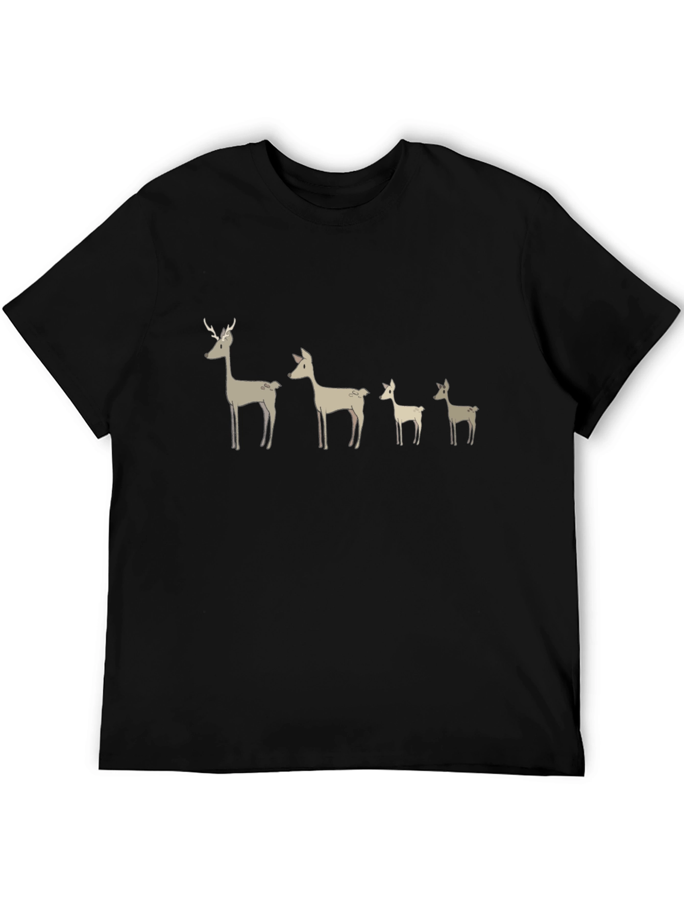 Black Deer Family Graphic T-Shirt - Black view 5