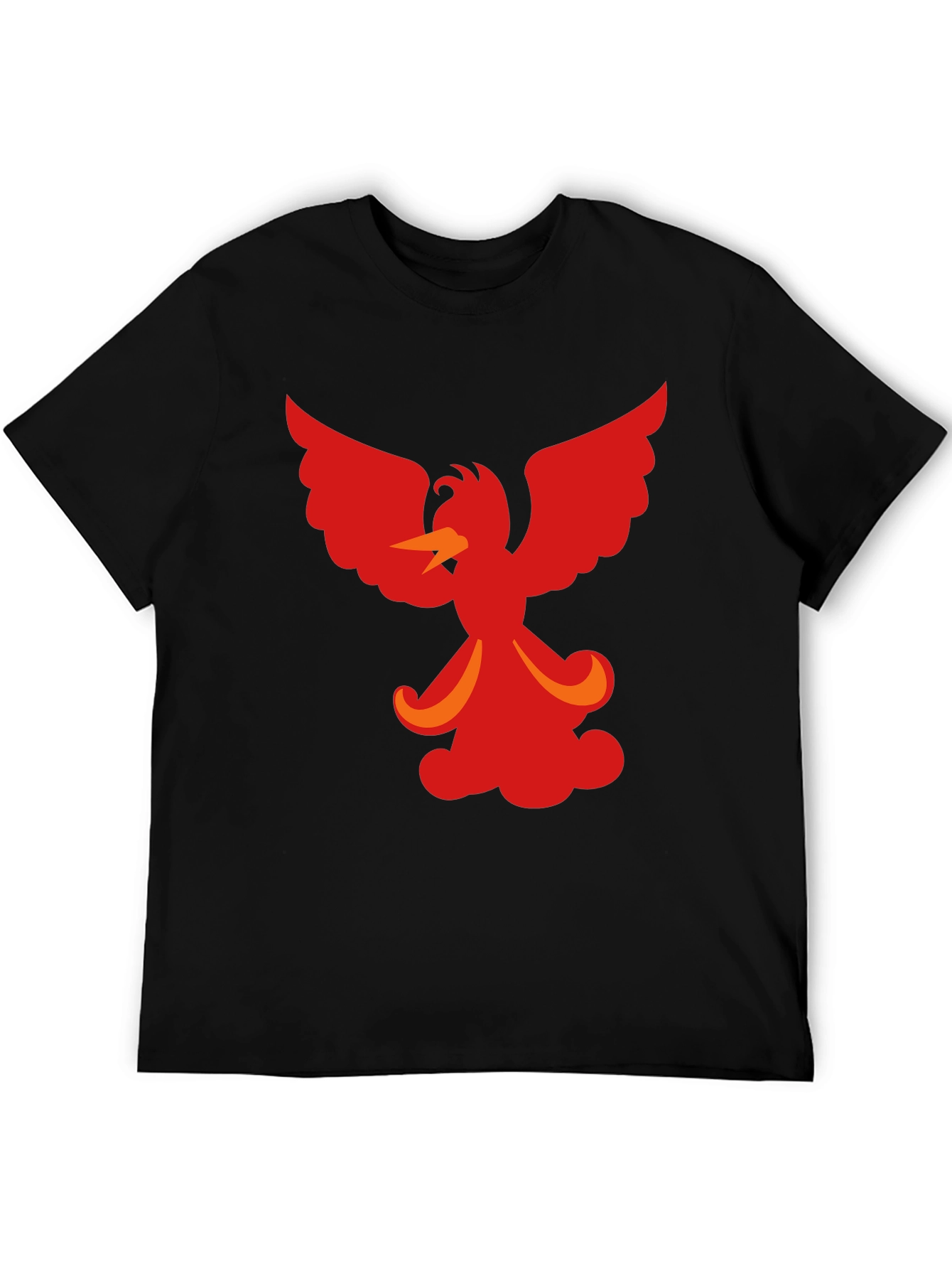 Black Fiery Phoenix Graphic Tee - Black Cotton Blend view 5