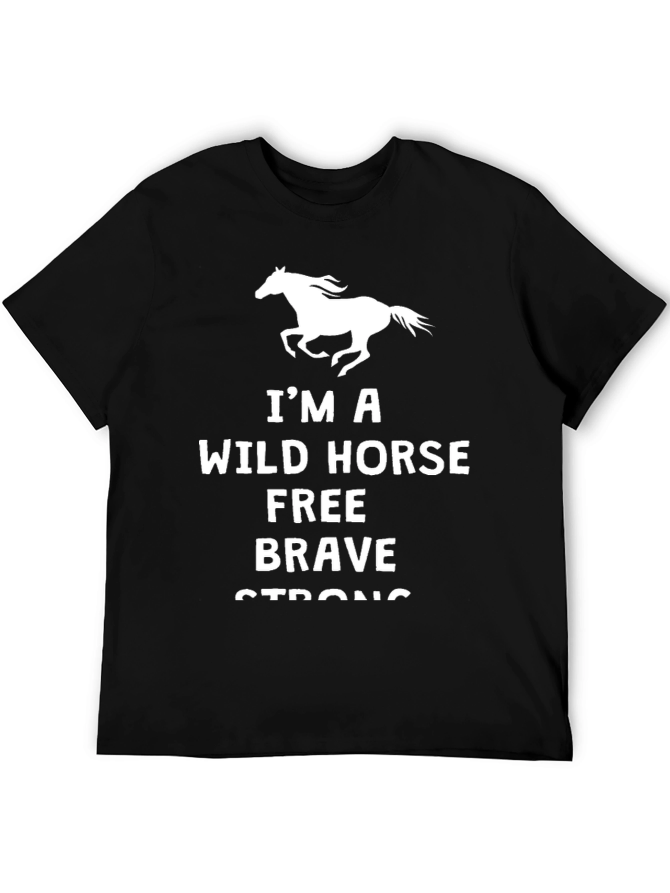 Black Wild Horse Tee: Free, Brave, Strong T-Shirt view 5
