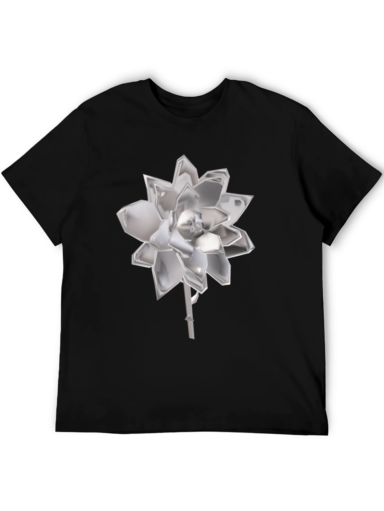 Black Modern Floral Graphic Tee - Sleek and Stylish view 5
